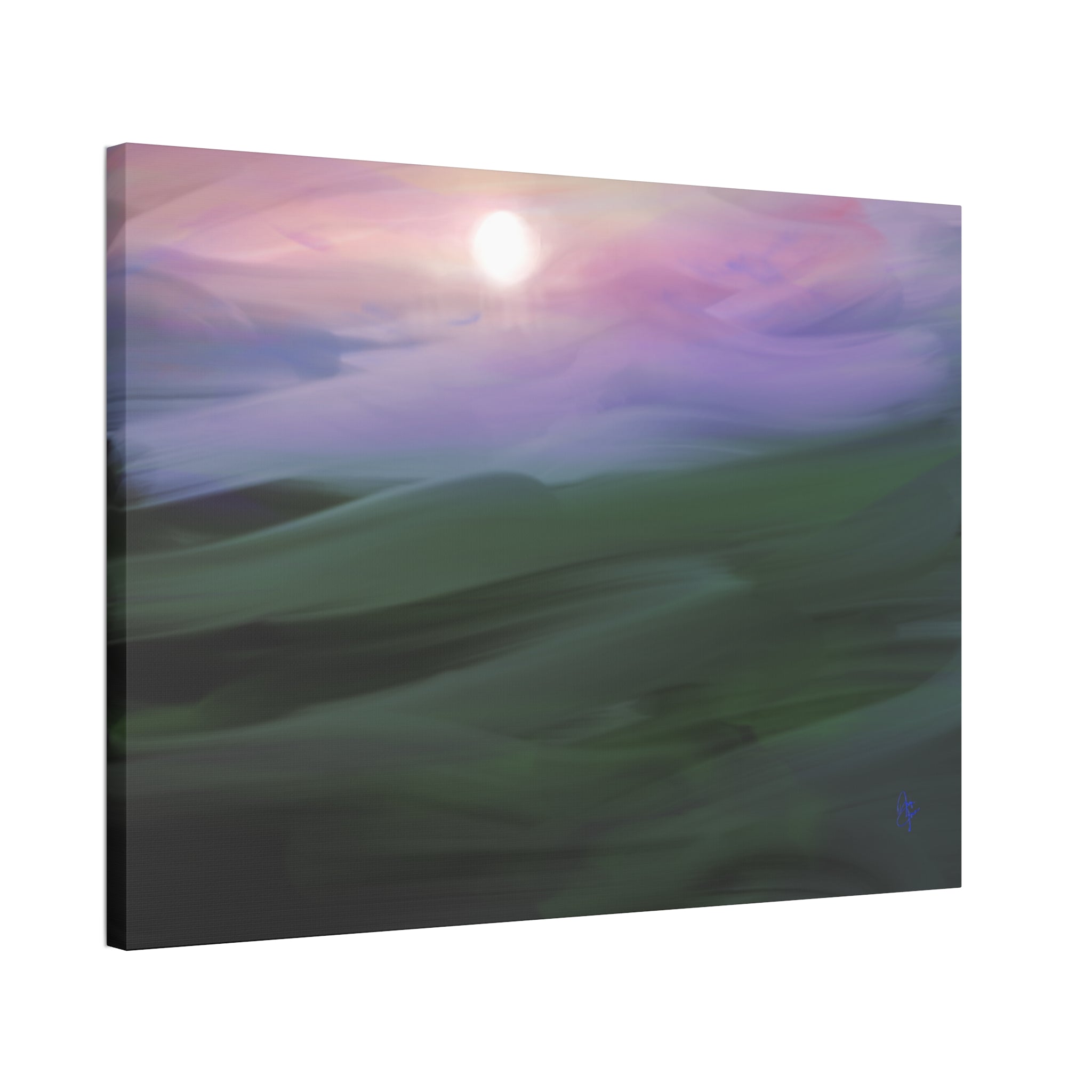 Sunrise Mist Landscape Canvas Print — Serene Pastel Wall Art