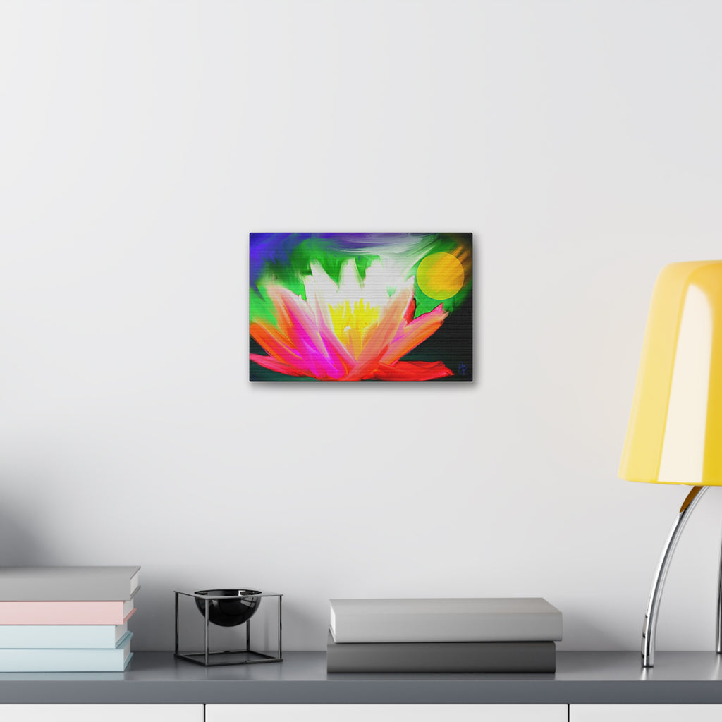 Vibrant Lotus Canvas Print — Bright Floral Stretched Wall Art
