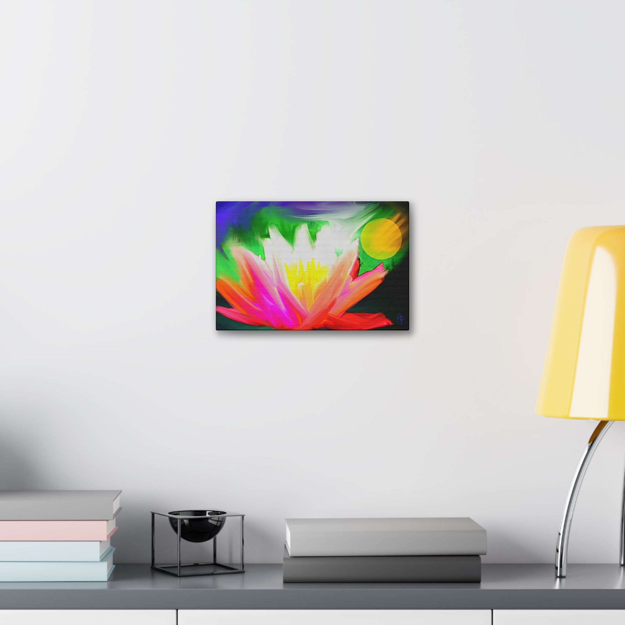 Vibrant Lotus Canvas Print — Bright Floral Stretched Wall Art