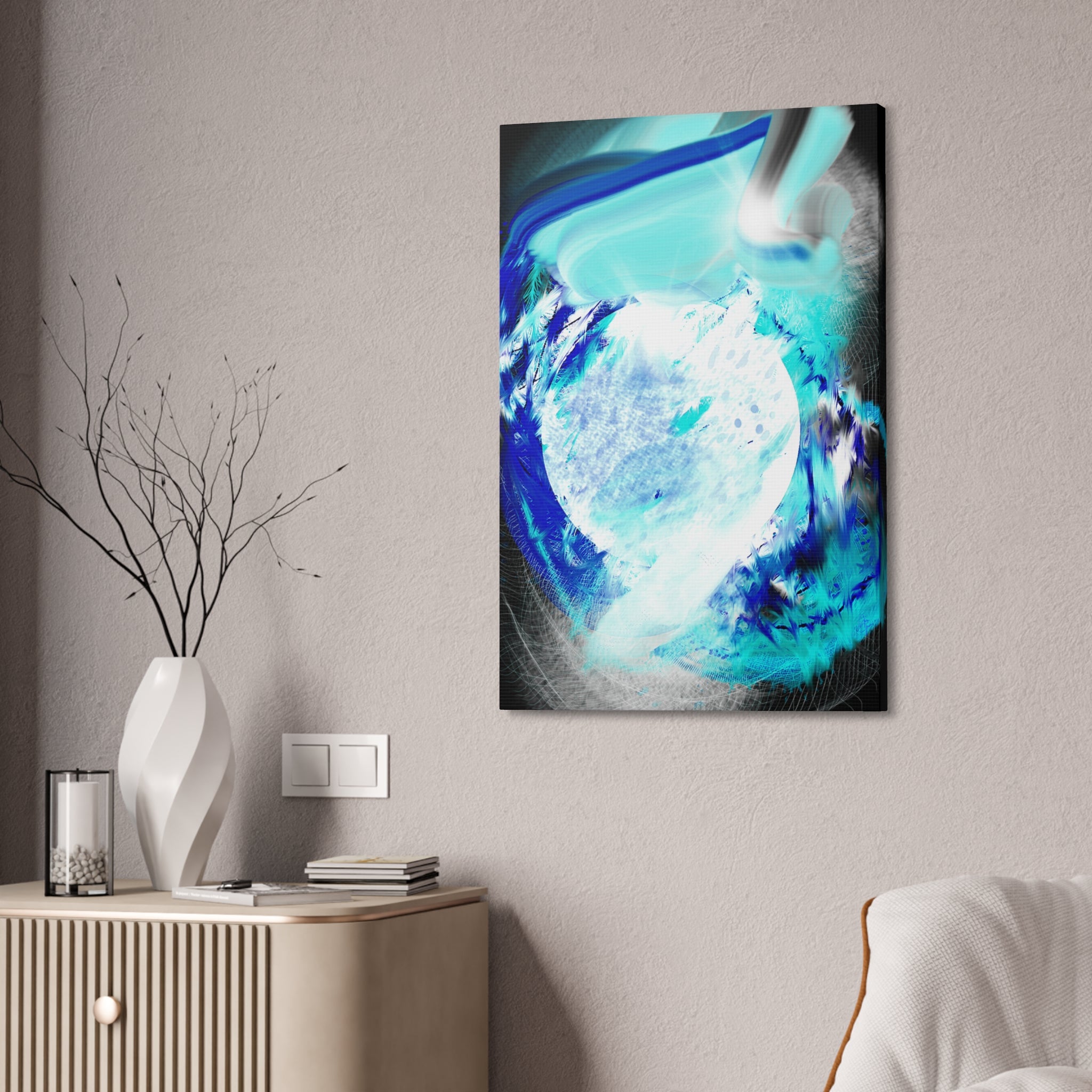 Abstract Blue Moon Canvas Print — Stretched 1.5" Wall Art