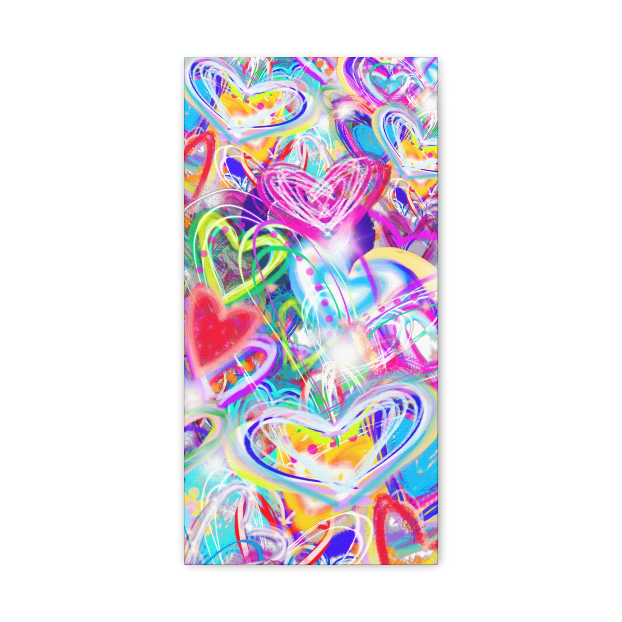 Colorful Heart Graffiti Matte Canvas
