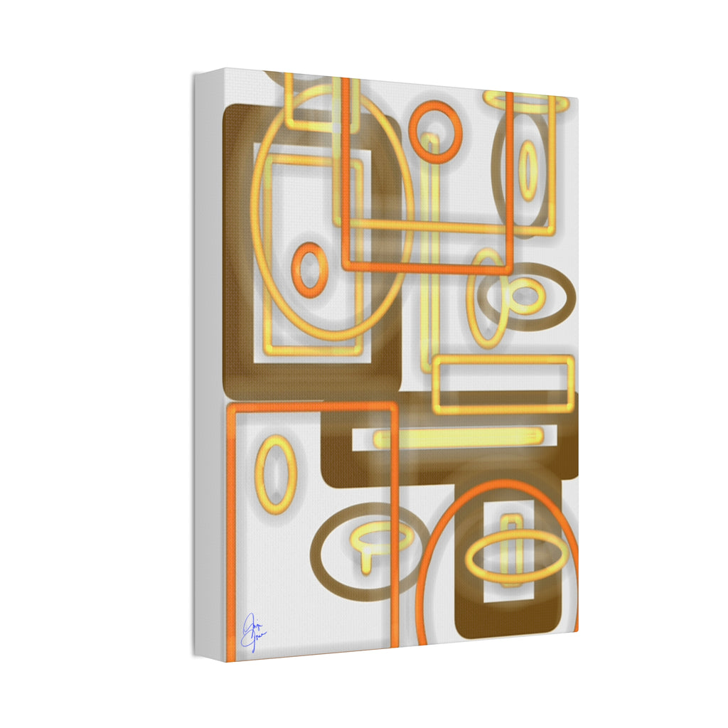 Abstract Geometric Art Canvas - Midcentury Shapes in Warm Gold & Rust