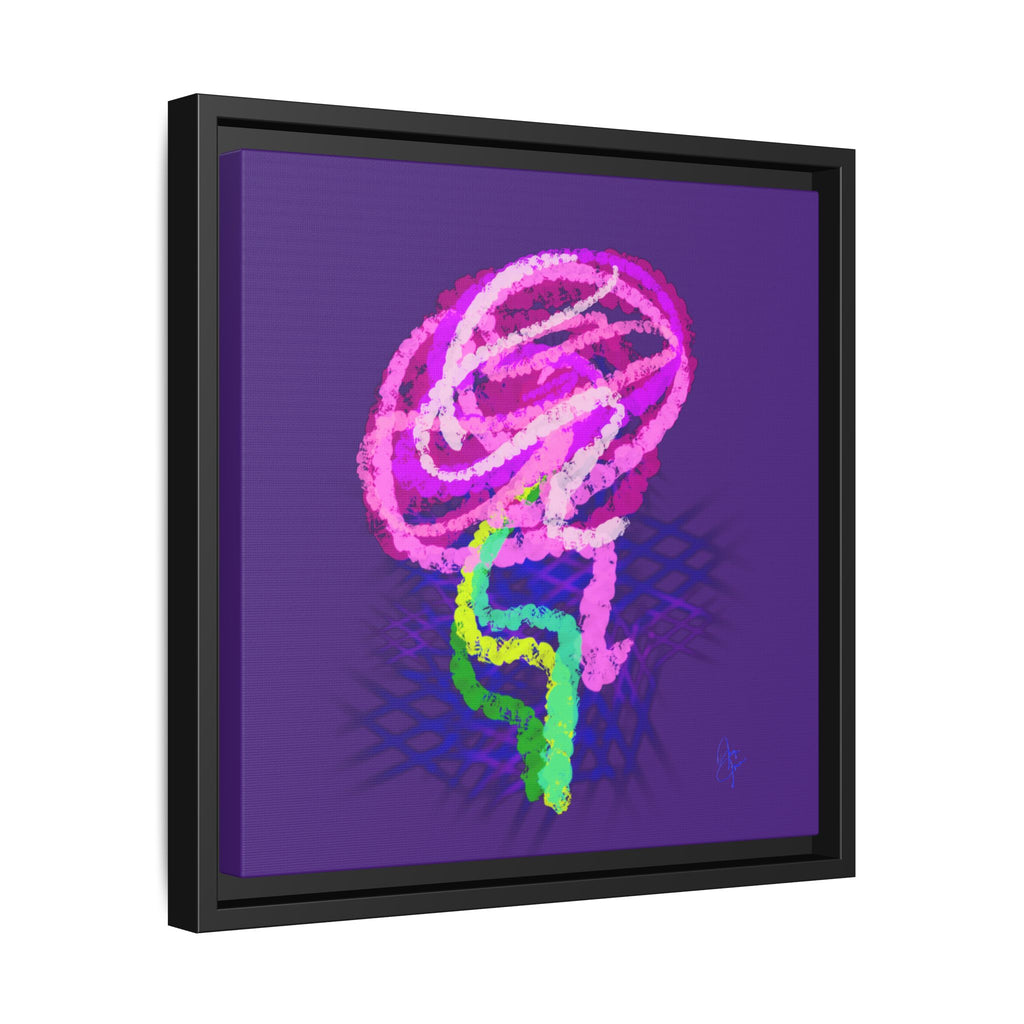 Framed Matte Canvas - Neon Rose Abstract Wall Art