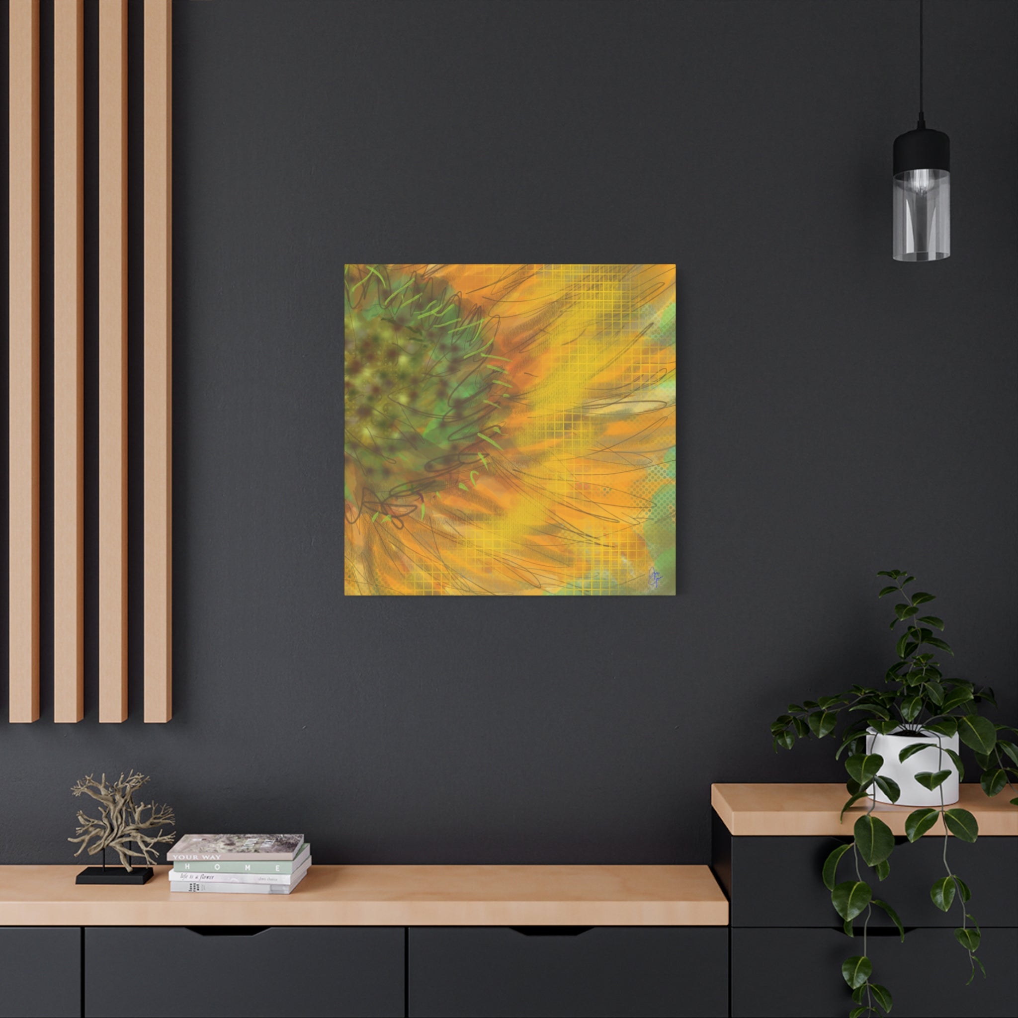 Sunflower Burst Matte Canvas Wall Art — Orange Stretched Canvas Print