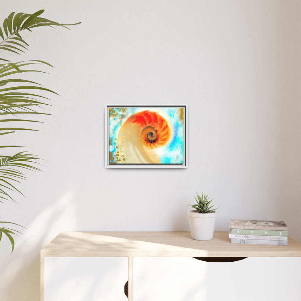 Framed Abstract Spiral Canvas Art — Vibrant Nautical Wave Print