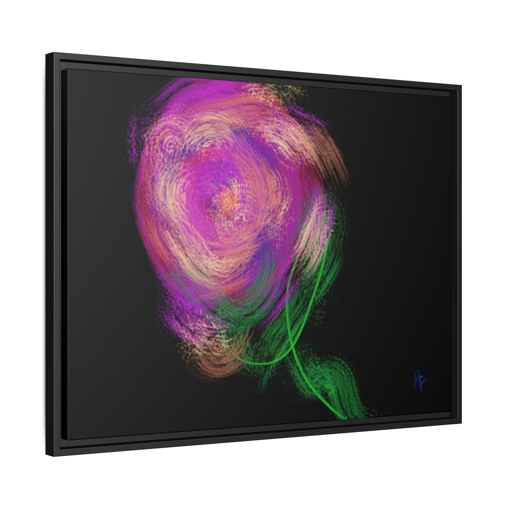 Abstract Rose Swirl Matte Framed Canvas — Multicolor Floral Wall Art