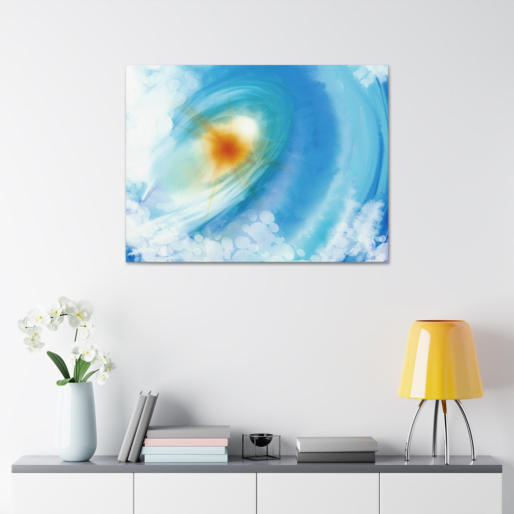 Abstract Ocean Vortex Canvas Print — Blue Swirl Wall Art