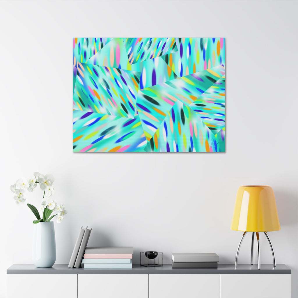 Abstract Aqua Canvas Print — Turquoise Geometric Art on Stretched 1.5" Canvas