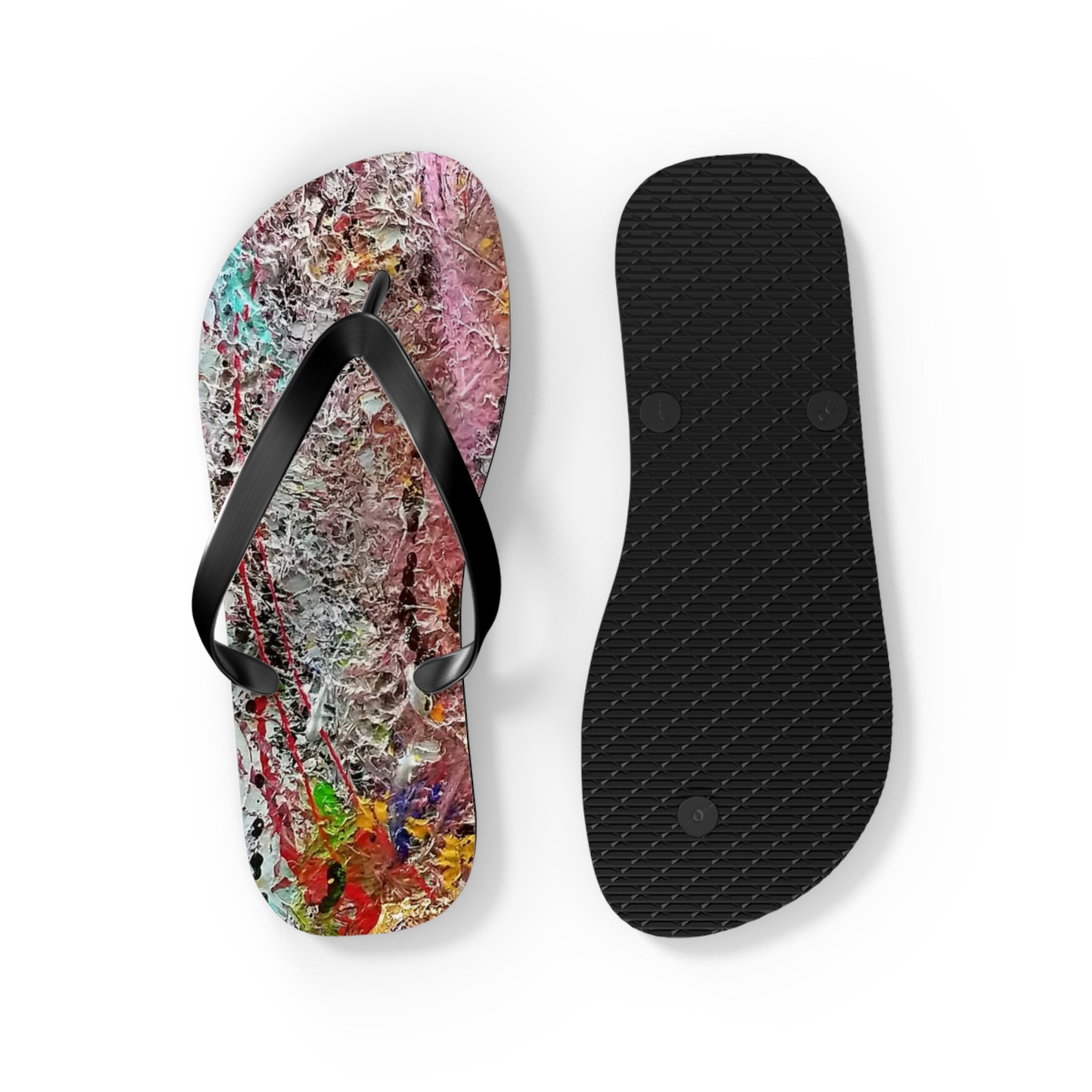 Artistic Abstract Flip Flops — Colorful Graffiti Texture Sandals