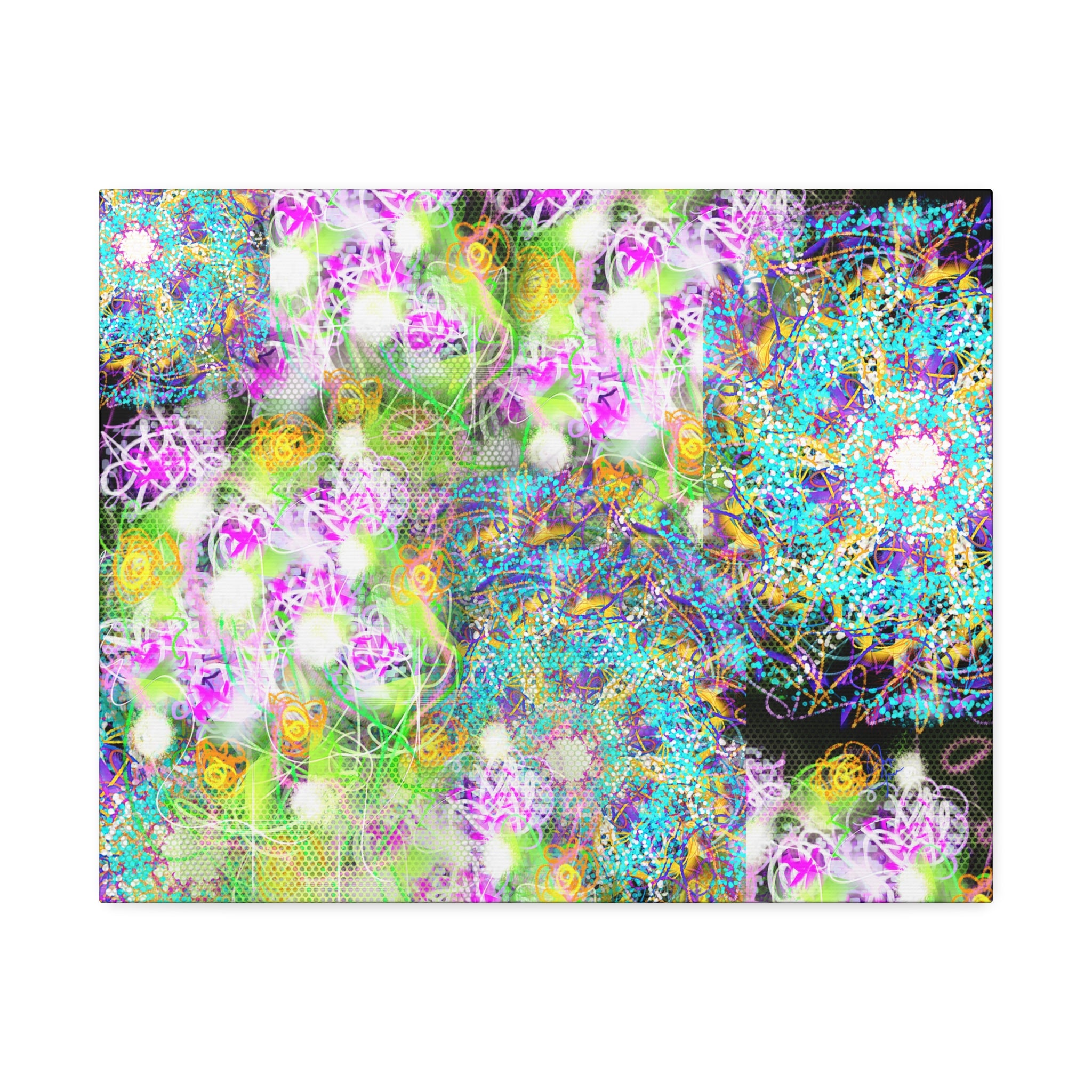 Abstract Floral Galaxy Canvas - Vibrant Stretched Wall Art