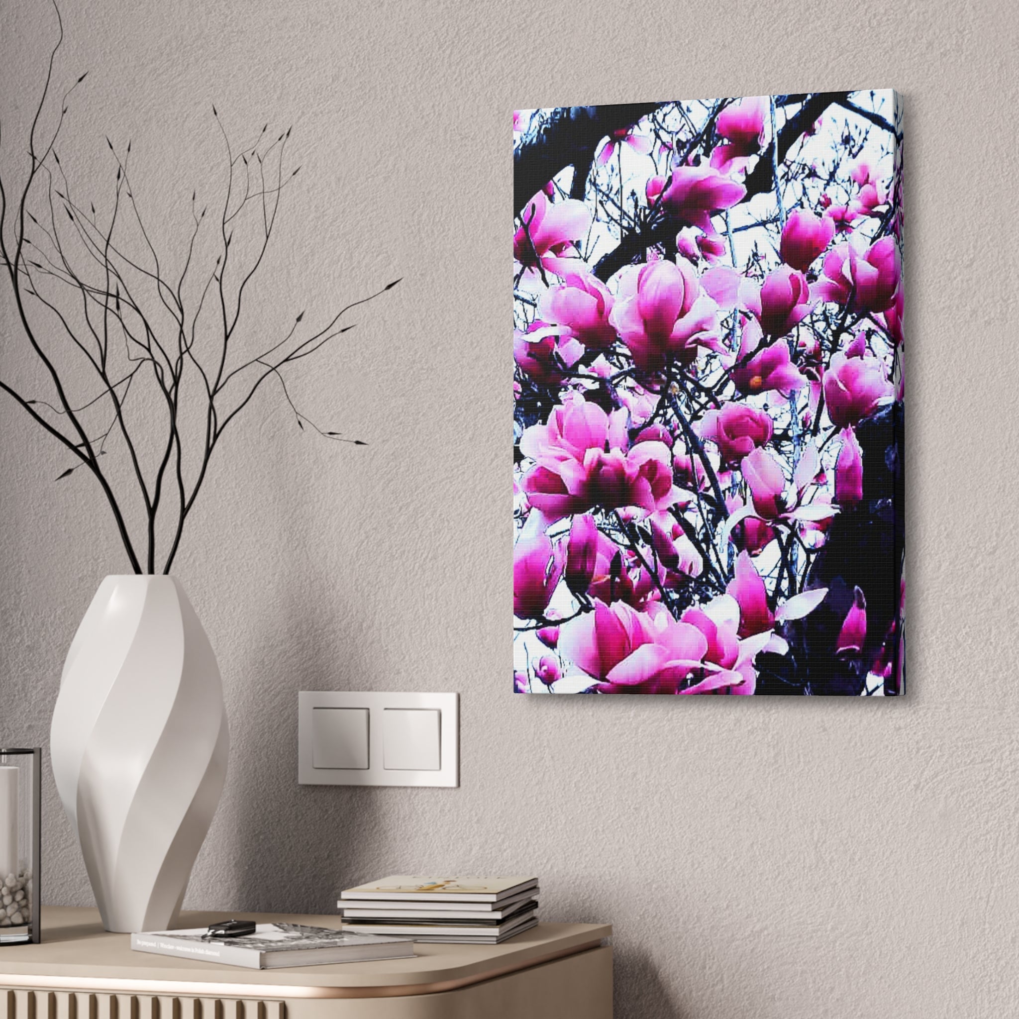 Pink Tulip Tree Blossoms Canvas