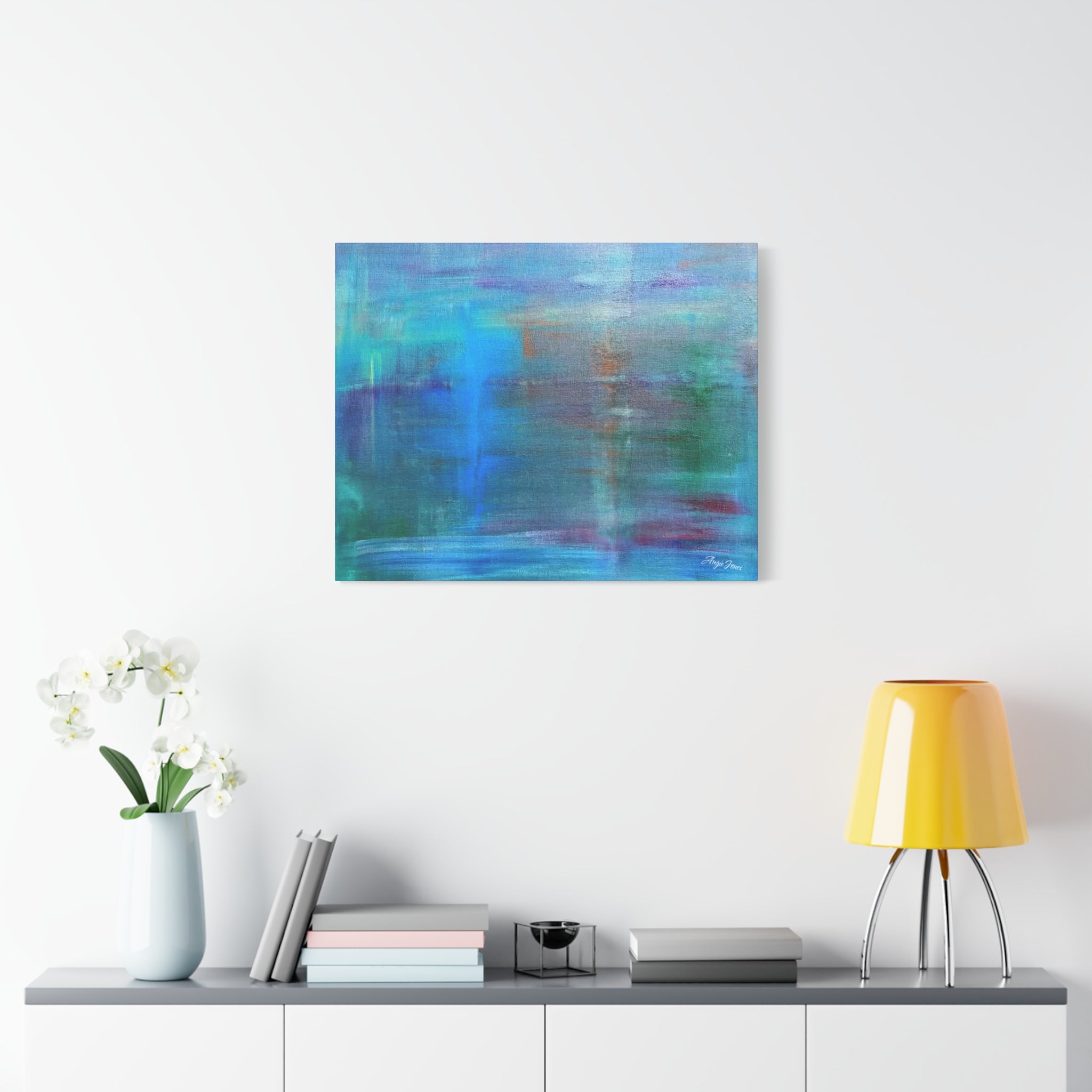 Abstract Blue-Green Matte Canvas Print – Stretched 1.25" Wall Art