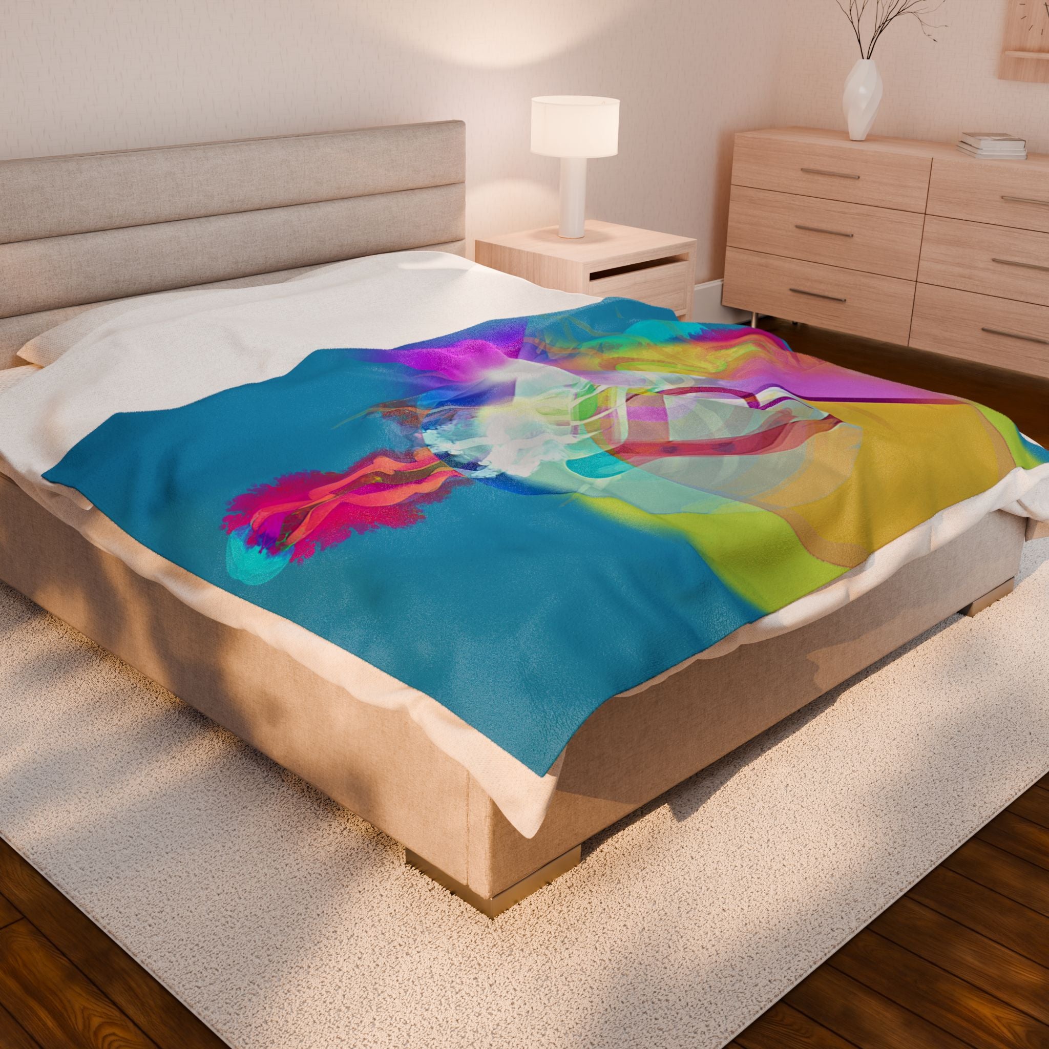 Colorful Heart Dream Velveteen Plush Blanket "God's Love"– Cozy Abstract Love Throw