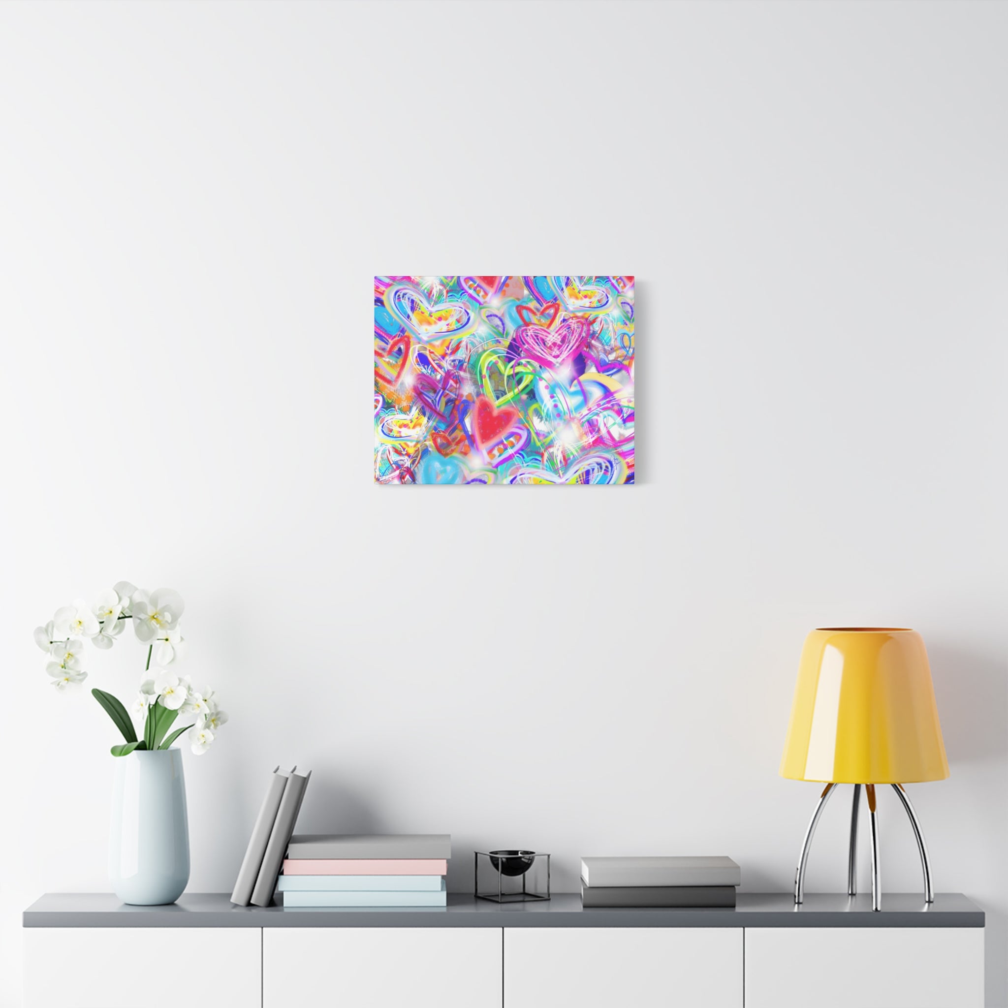 Colorful Heart Graffiti Matte Canvas