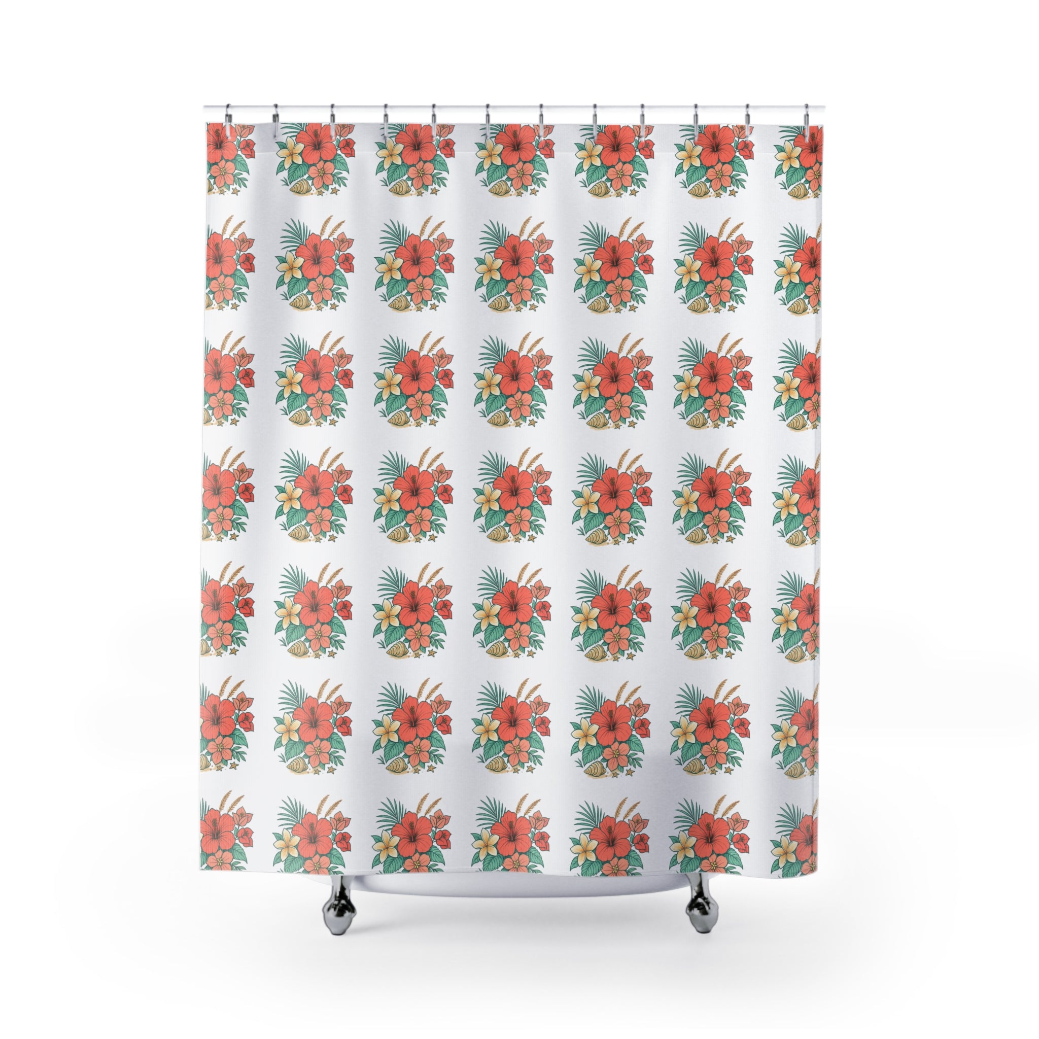 Tropical Hibiscus Shower Curtain — Floral Beach Vibe Bathroom Decor