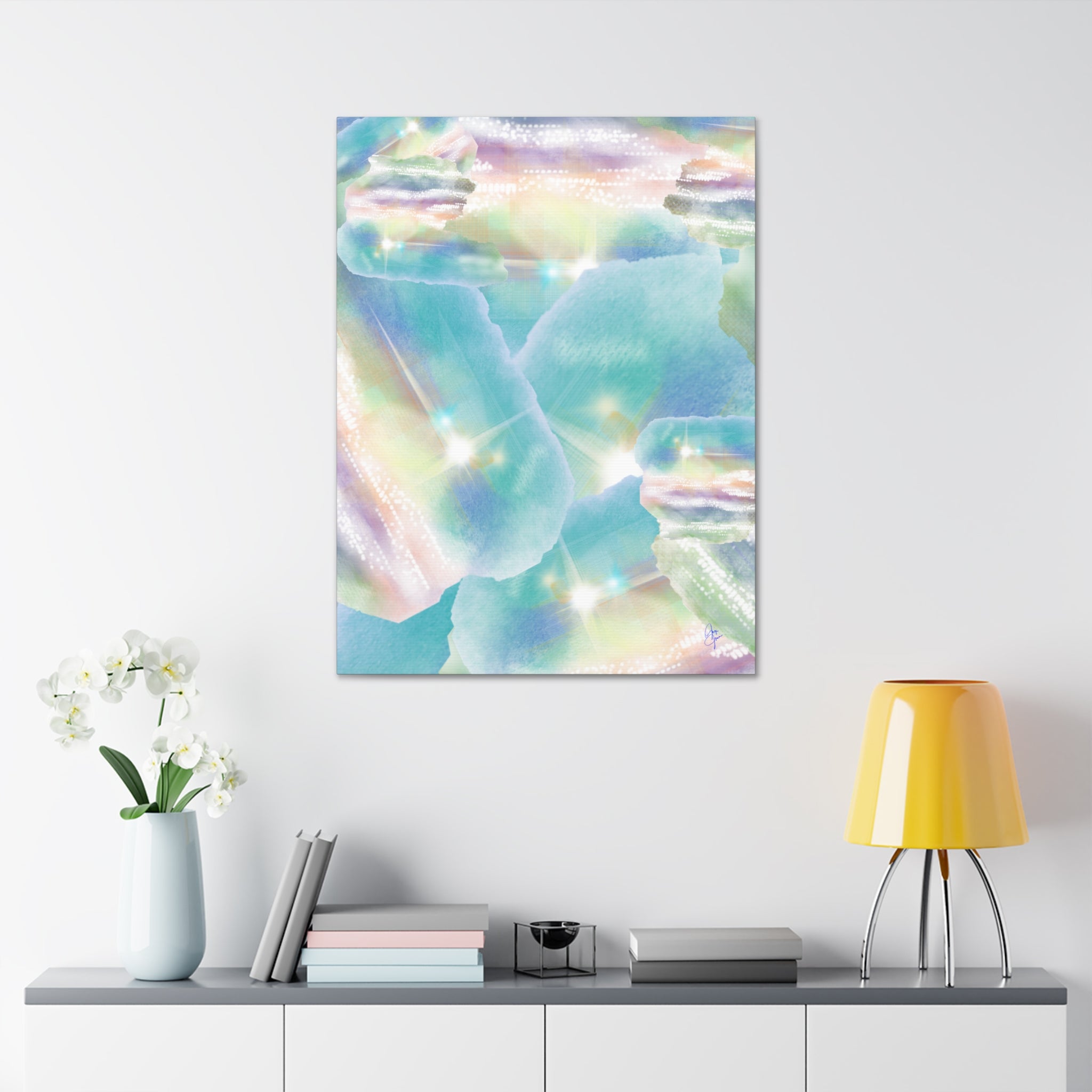 Iridescent Dreamscape Canvas Wall Art — Pastel Sea Glass Abstract