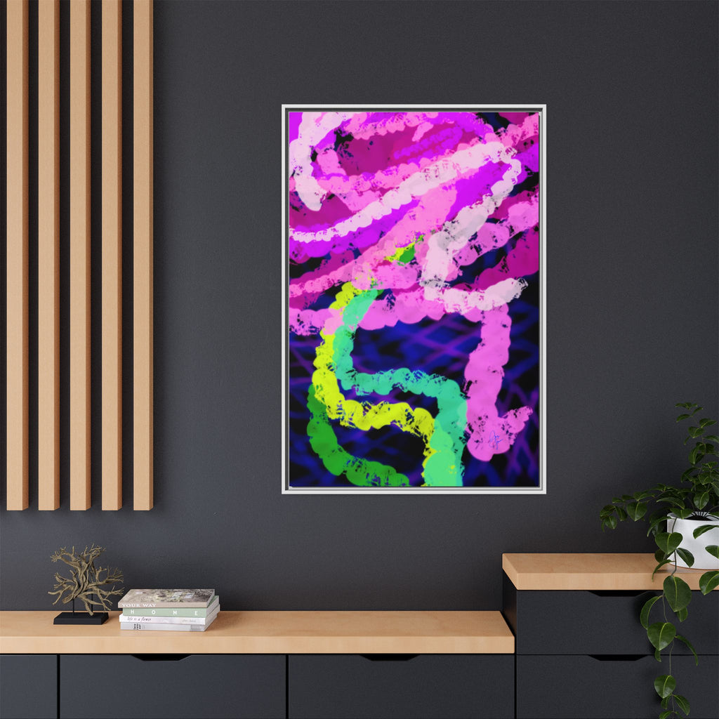 Framed Matte Canvas - Neon Rose Abstract Wall Art