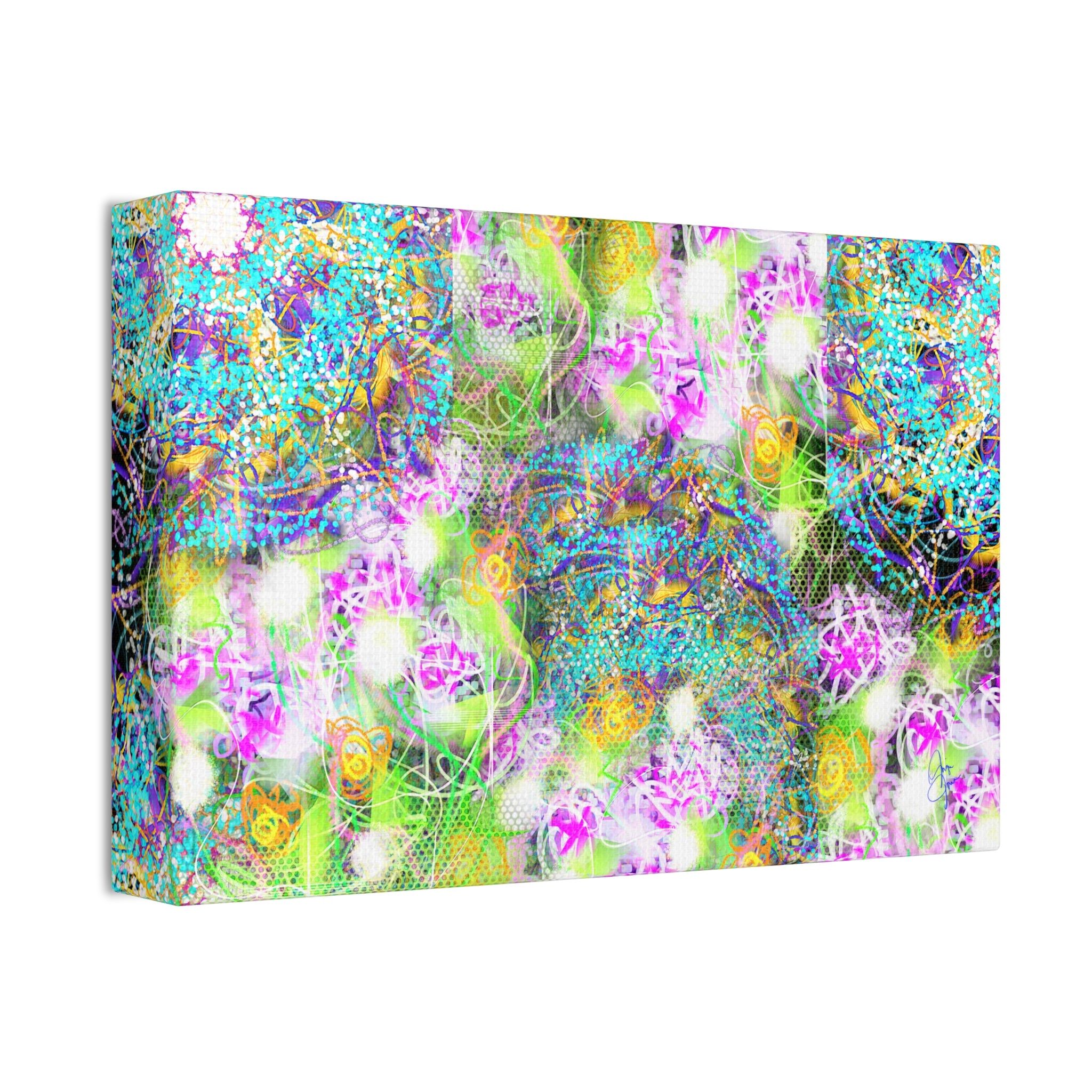 Abstract Floral Galaxy Canvas - Vibrant Stretched Wall Art