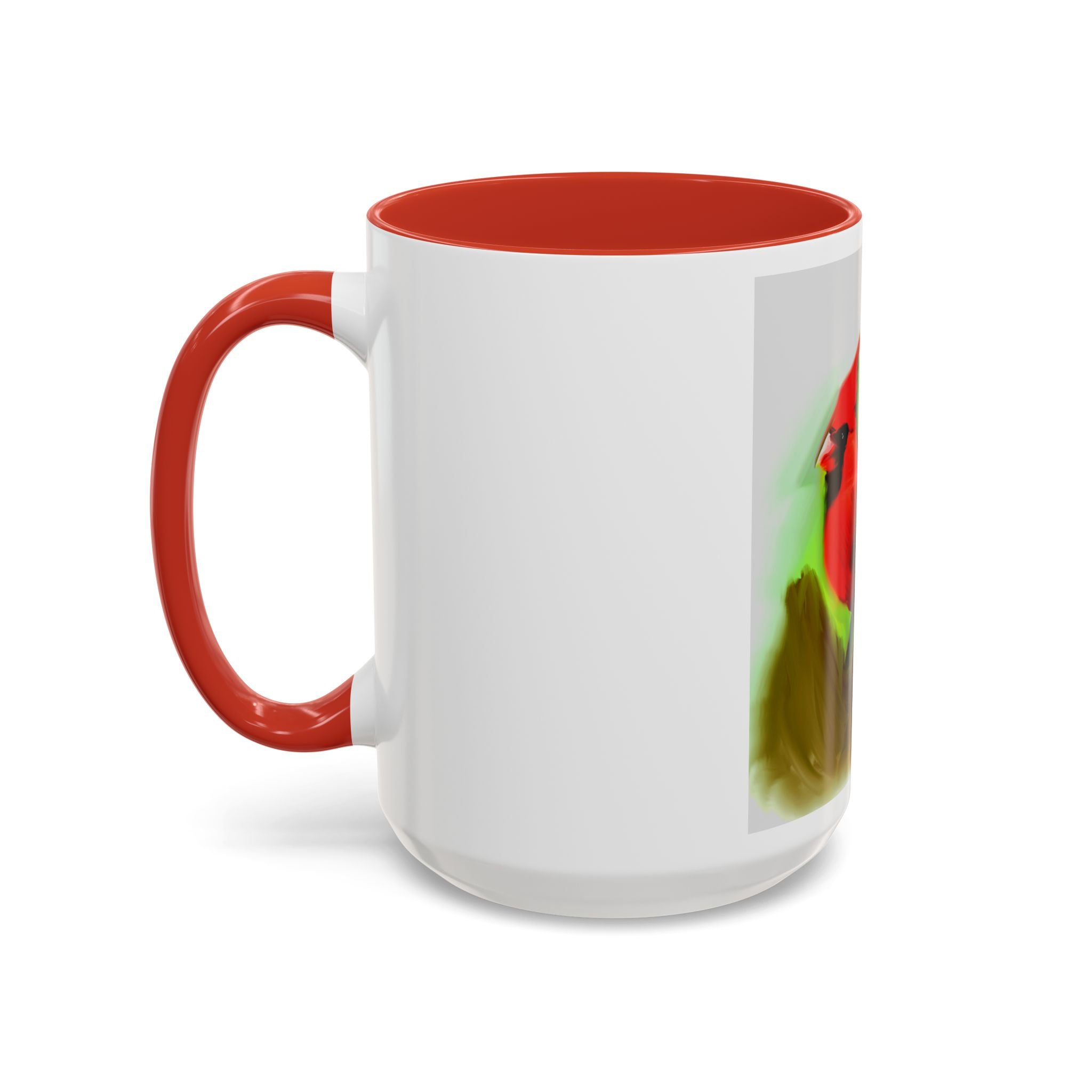 Cardinal Bird Accent Coffee Mug — Red Cardinal Sunrise Art Ceramic Mug (11/15 oz)