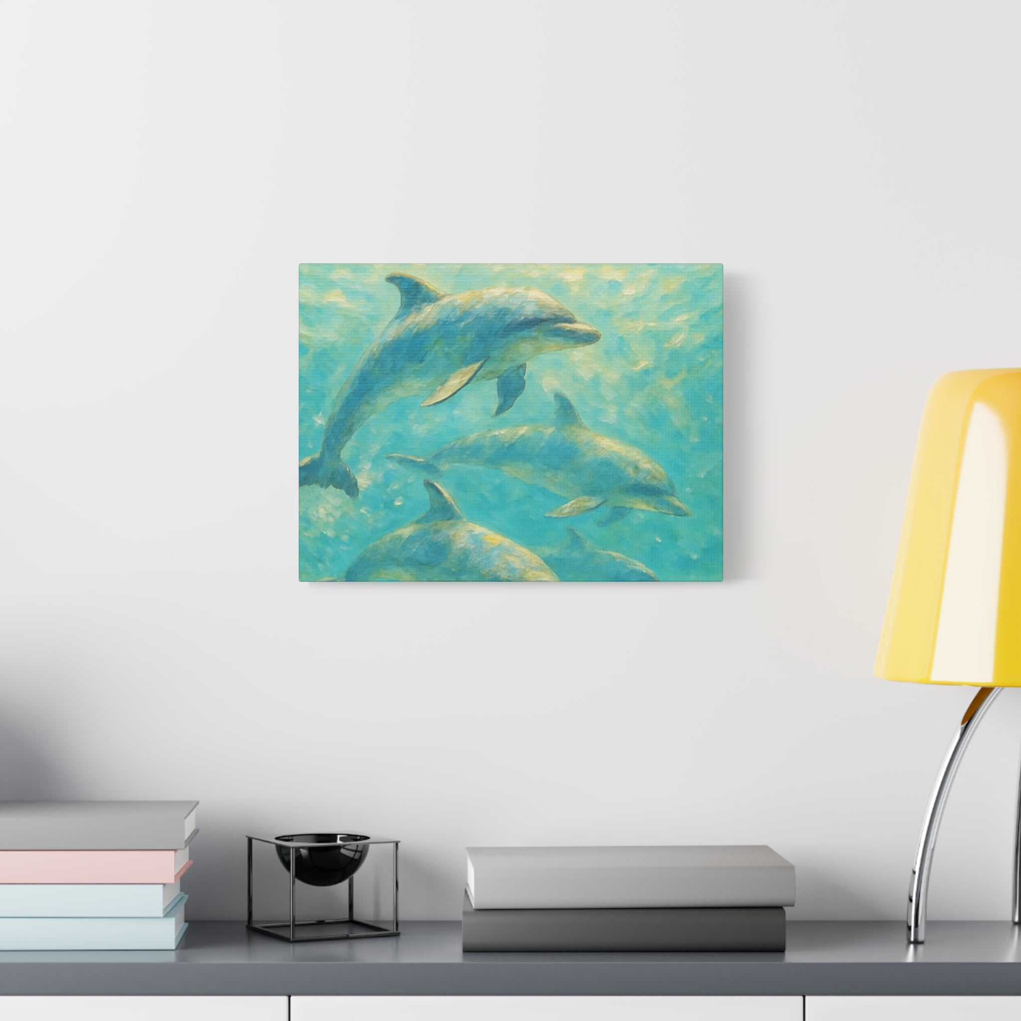 Dolphin Swim Matte Stretched Canvas – Ocean Wall Art