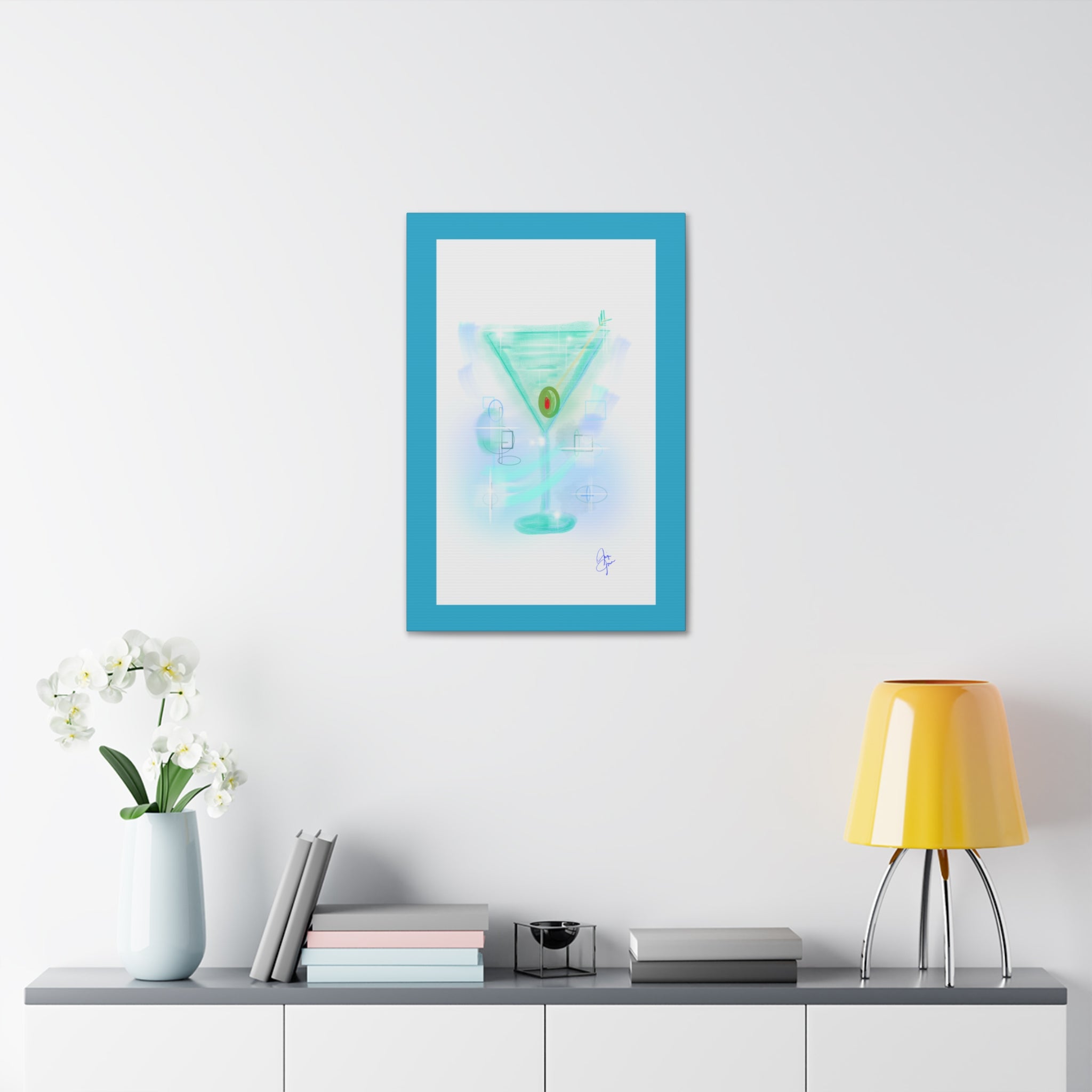 Martini Olive Canvas Print — Retro Cocktail Wall Art