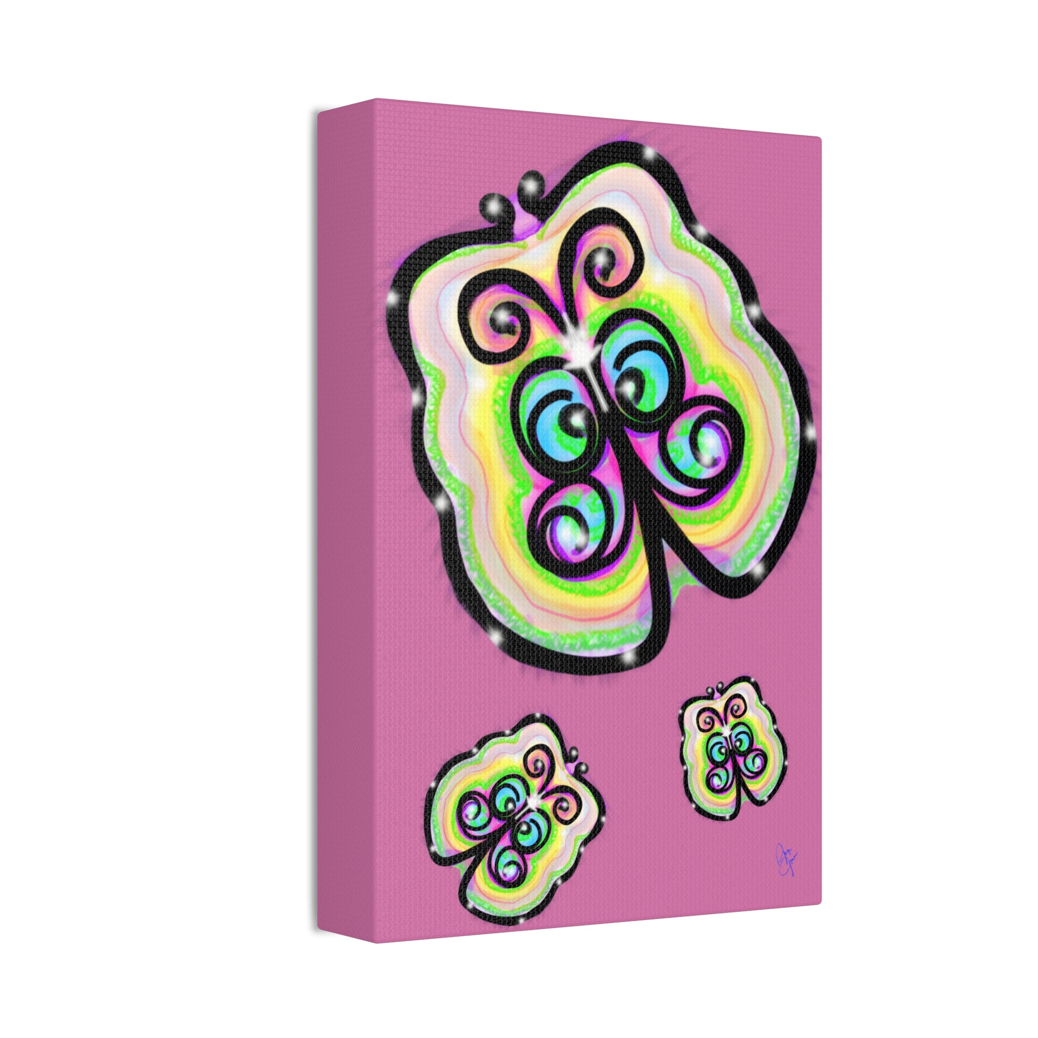 Abstract Rainbow Butterfly Canvas Print — Colorful Pop Art Wall Decor (Stretched 1.5")