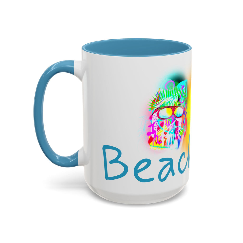 Beach Bum Coffee Mug — Colorful Retro Skull Design (11/15oz)