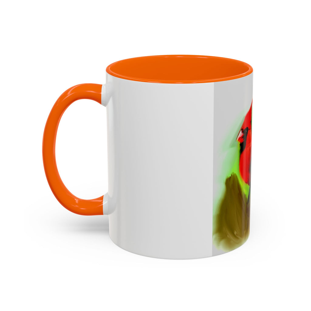 Cardinal Bird Accent Coffee Mug — Red Cardinal Sunrise Art Ceramic Mug (11/15 oz)
