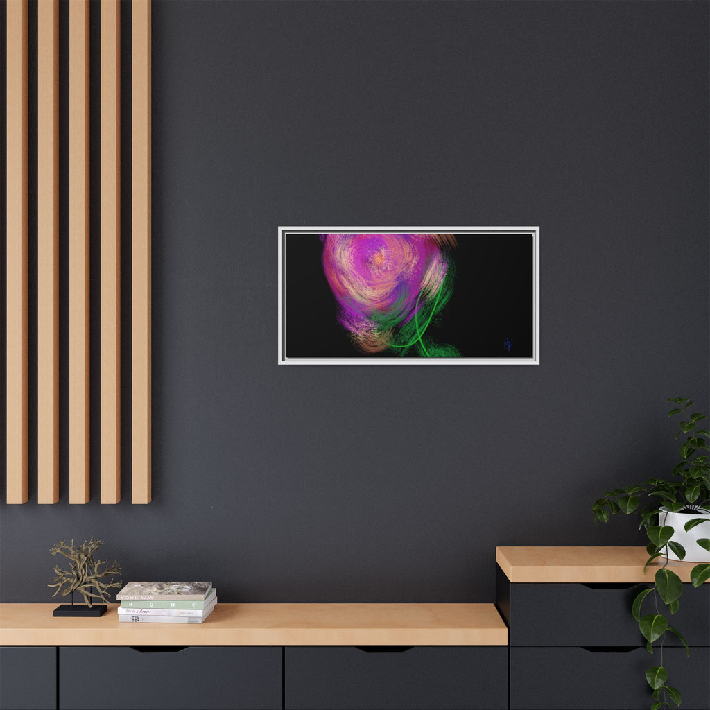 Abstract Rose Swirl Matte Framed Canvas — Multicolor Floral Wall Art
