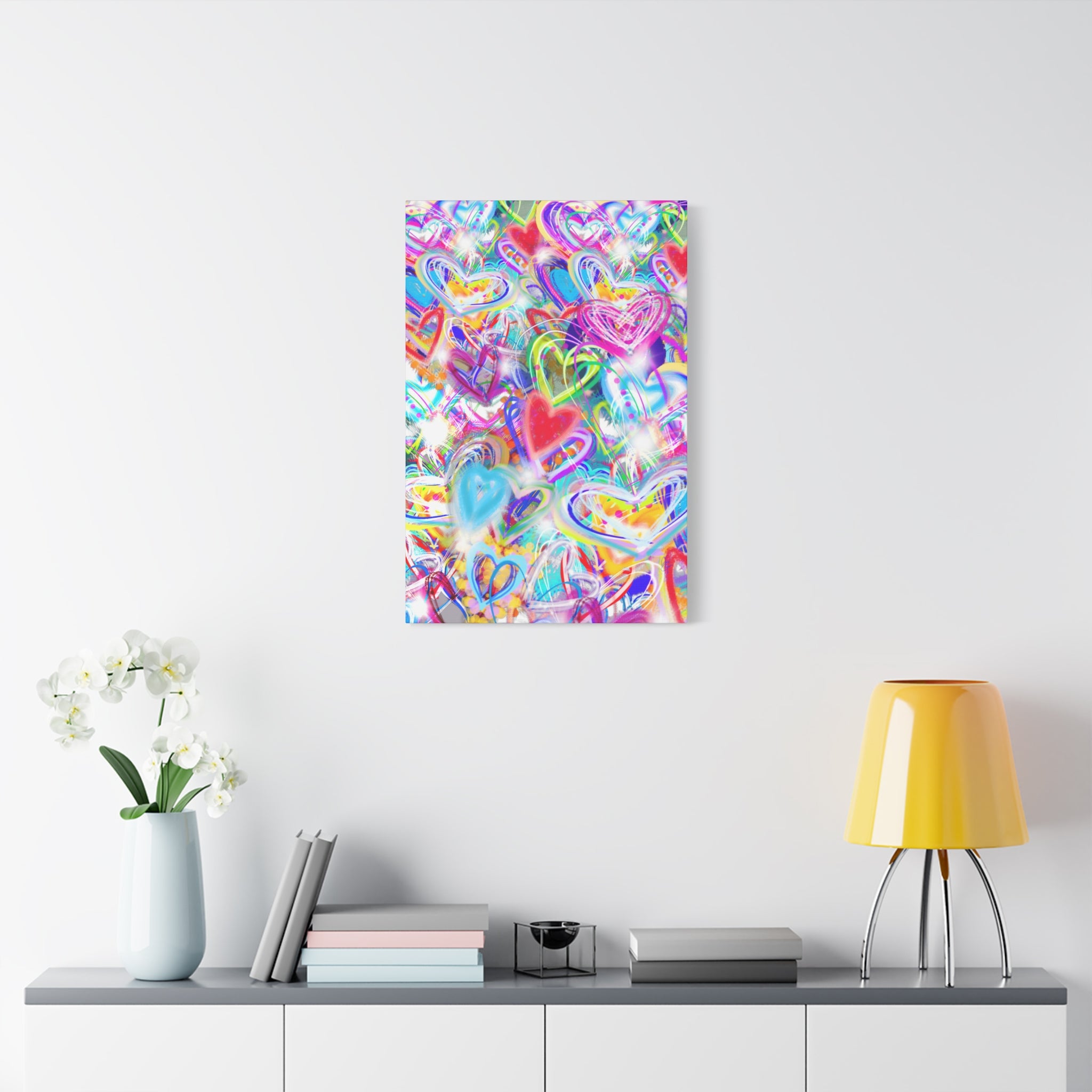 Colorful Heart Graffiti Matte Canvas