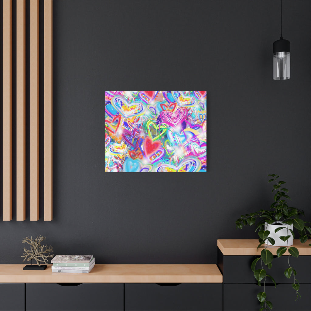 Colorful Heart Graffiti Matte Canvas