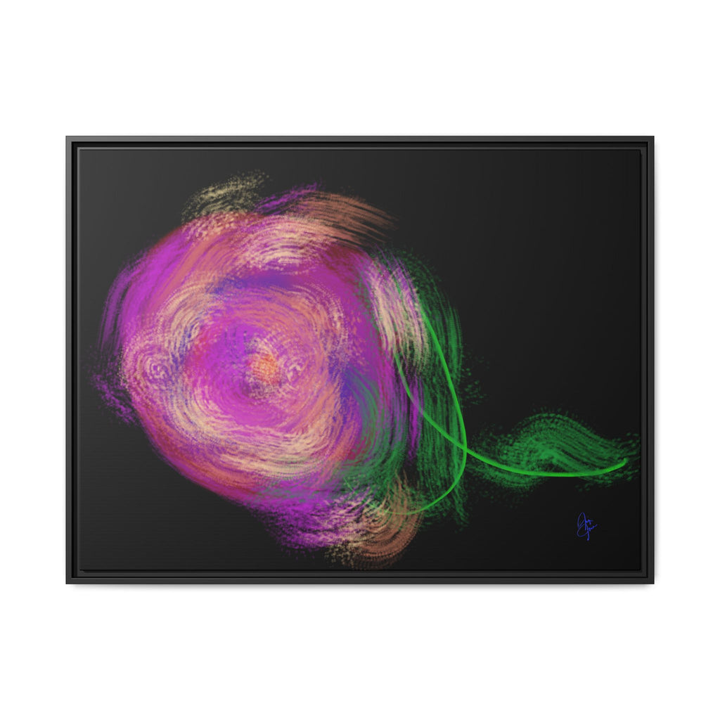 Abstract Rose Swirl Matte Framed Canvas — Multicolor Floral Wall Art