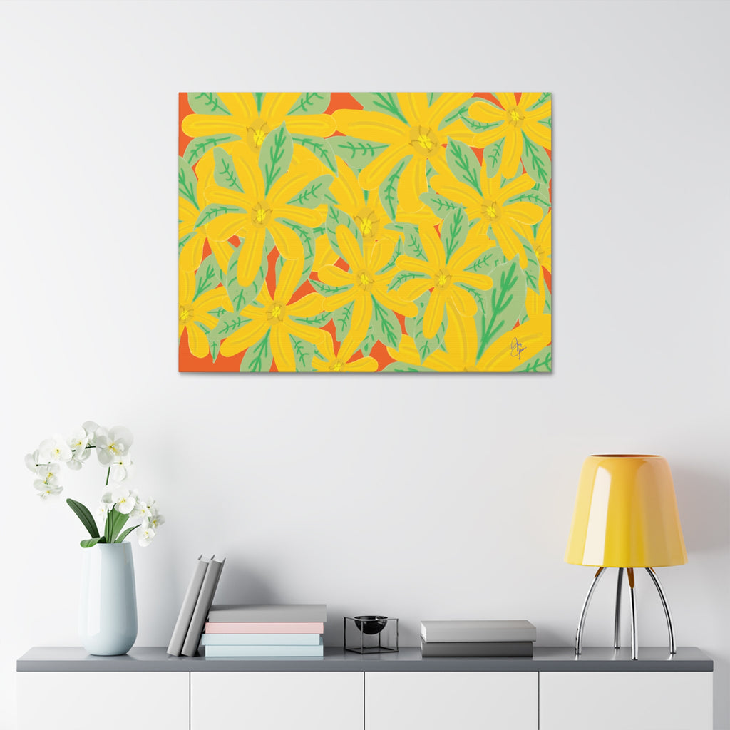 Yellow Daisy Canvas Wall Art — Bright Floral Stretched Canvas (1.5" Depth)