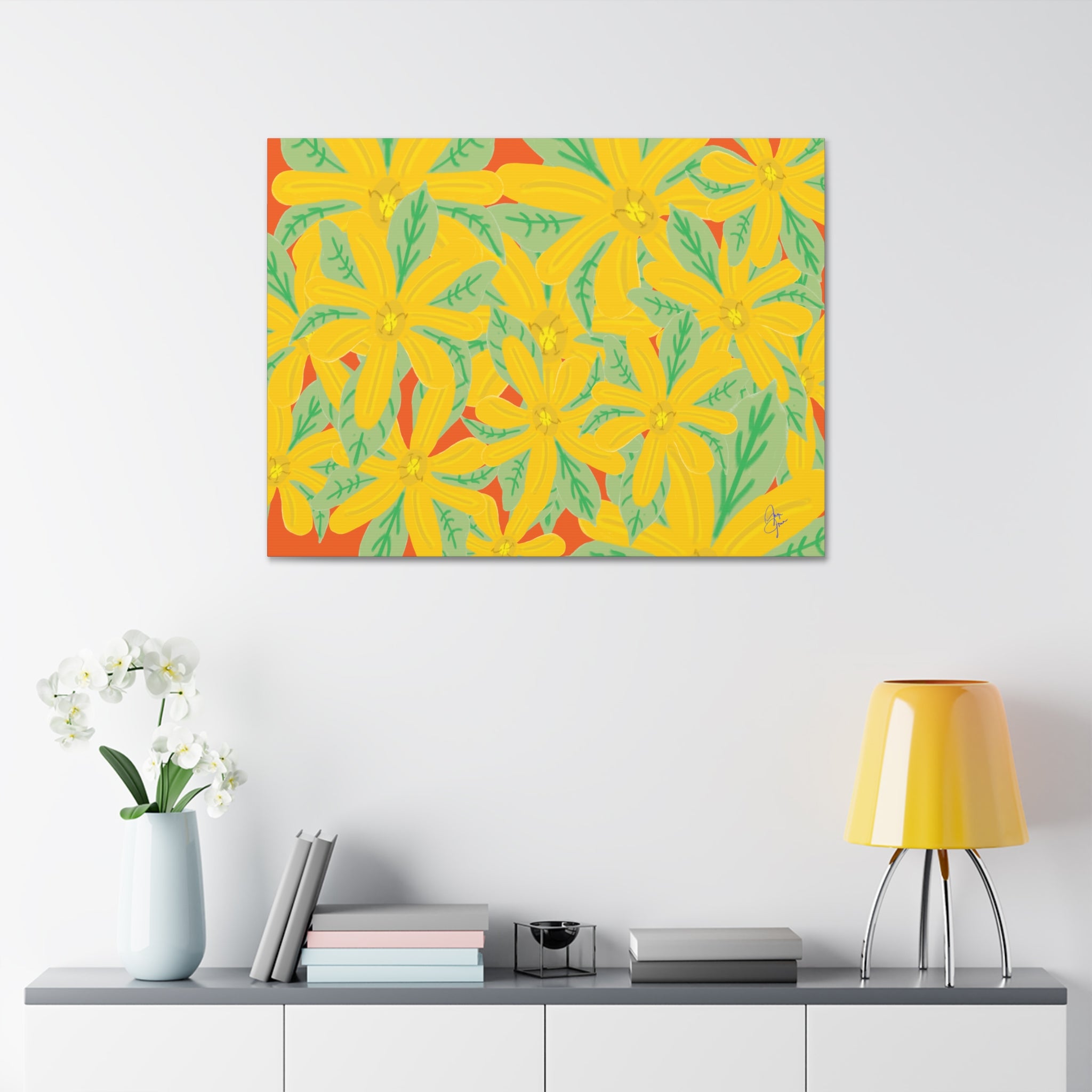 Yellow Daisy Canvas Wall Art — Bright Floral Stretched Canvas (1.5" Depth)