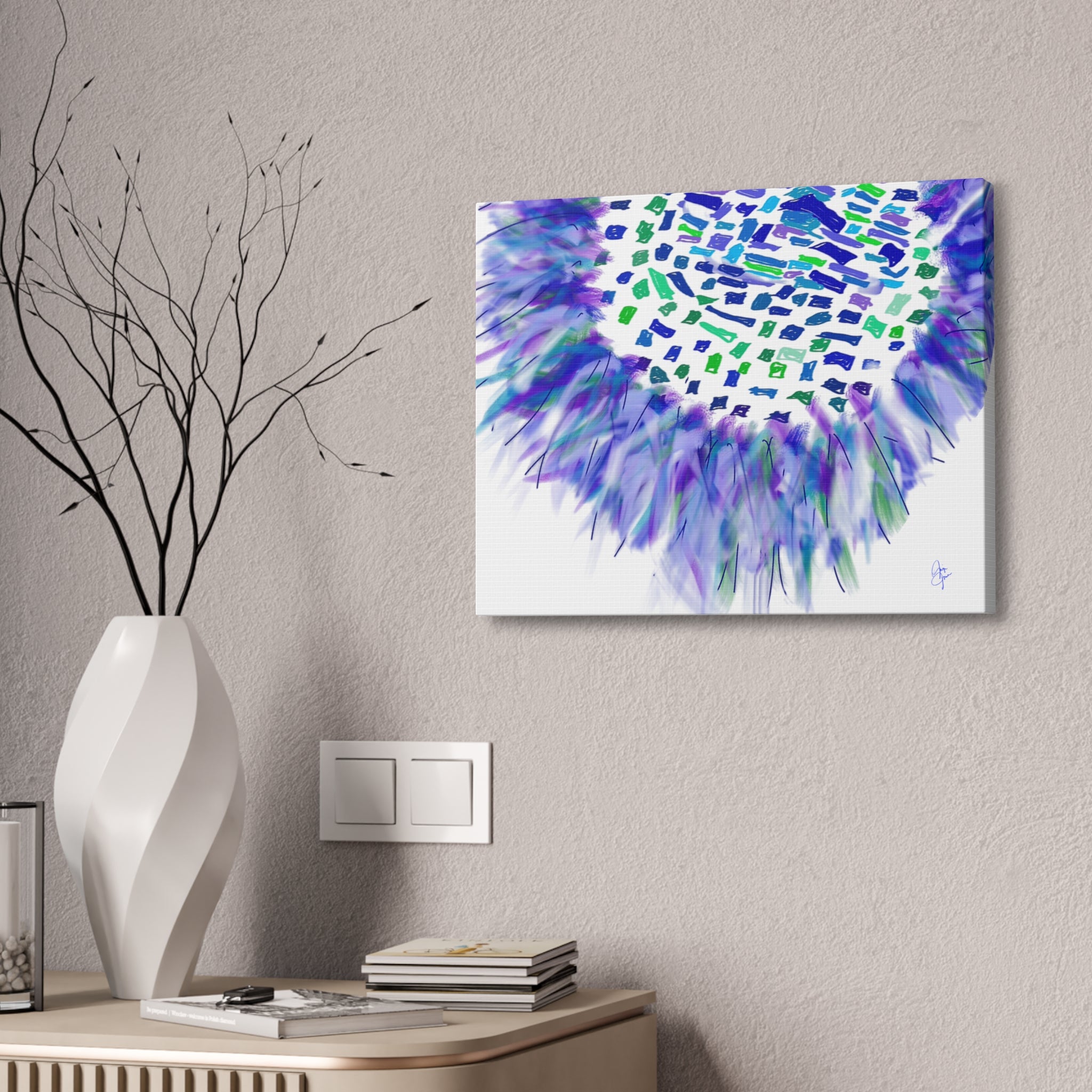 Abstract Blue-Purple Burst Canvas Stretched Art