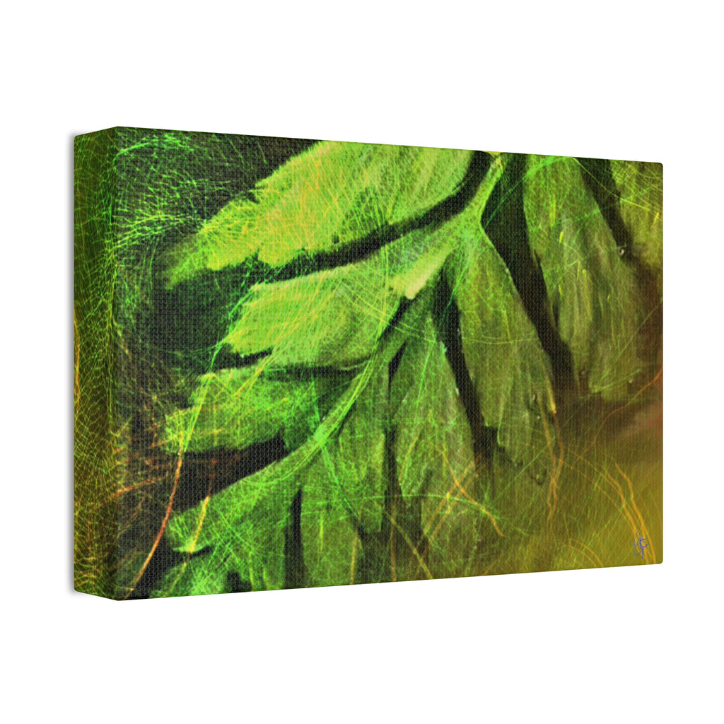 Botanical Leaf Art Canvas — Green Fern Stretched Canvas (1.5" Depth)