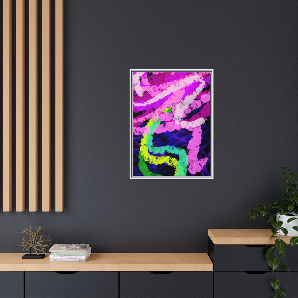 Framed Matte Canvas - Neon Rose Abstract Wall Art