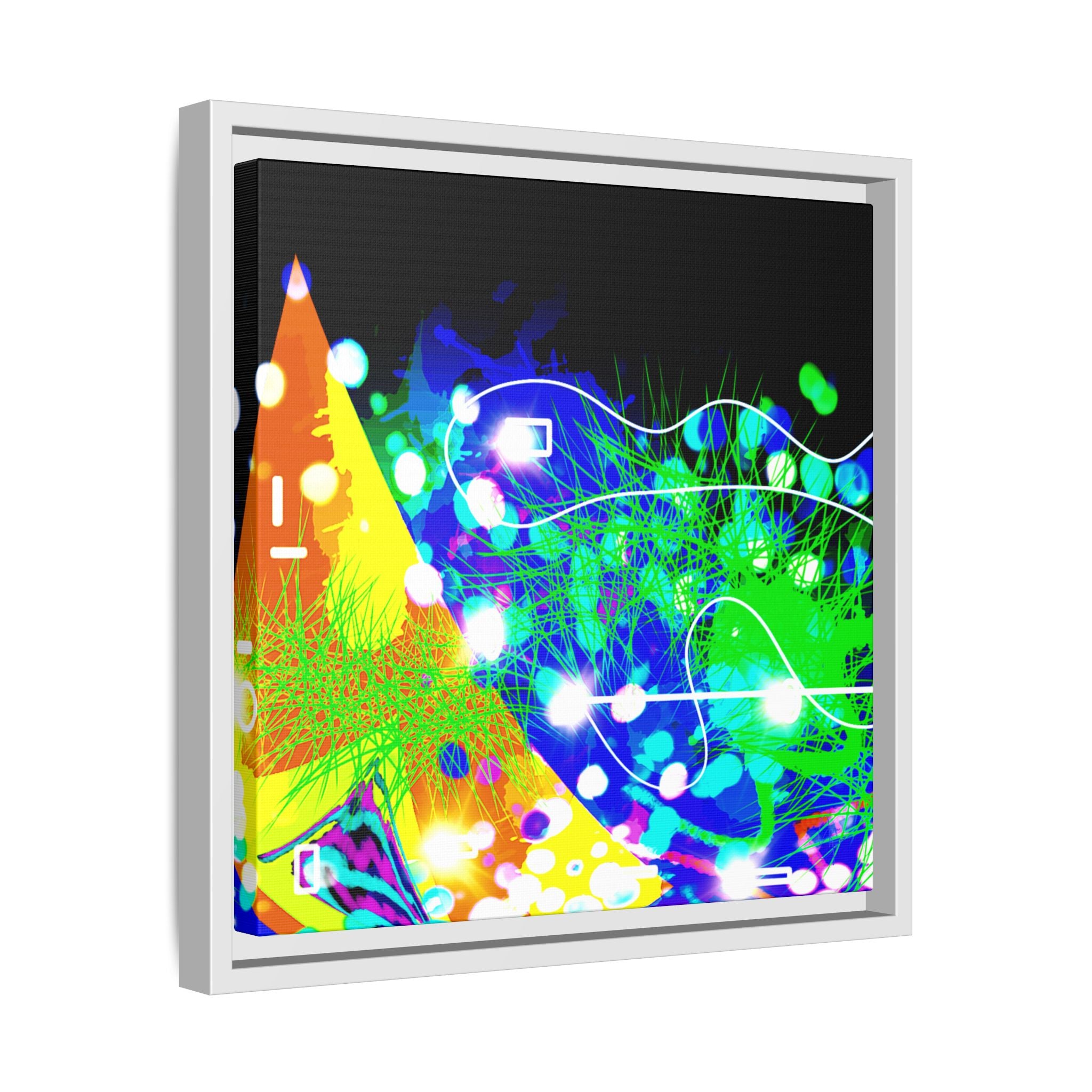 Abstract Neon Wave Matte Canvas Framed Art