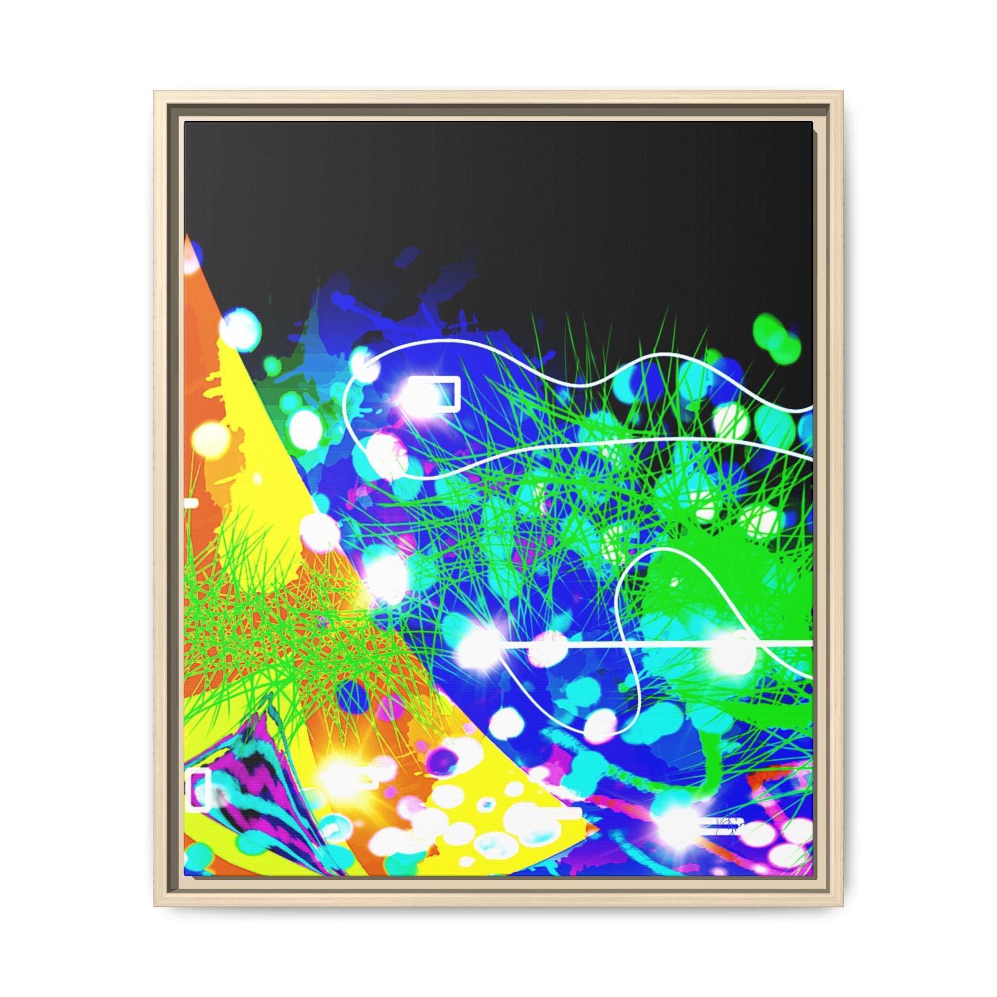 Abstract Neon Wave Matte Canvas Framed Art
