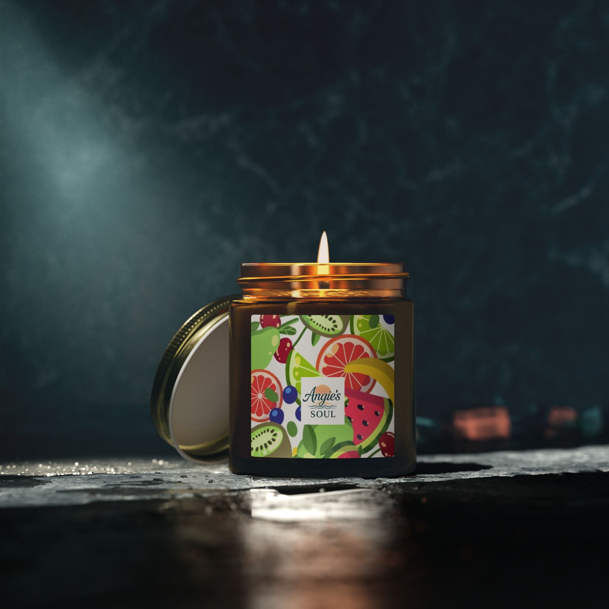 Coconut Apricot Scented Candle — Tropical Fruit Soy Jar (4oz/9oz)