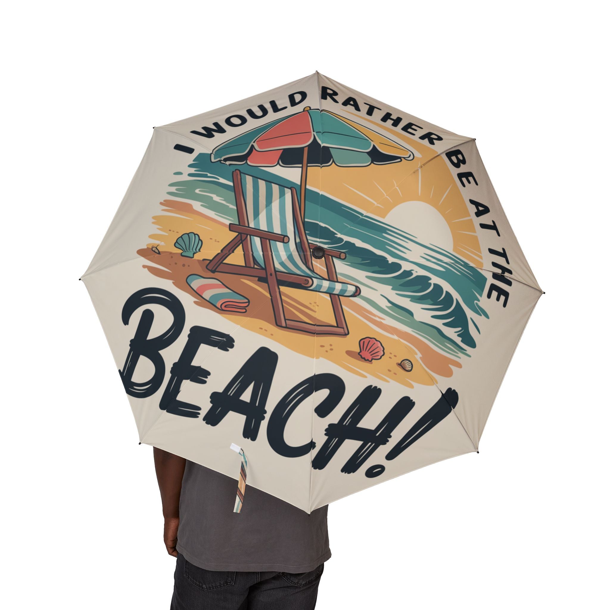 Beach Vibes Semi-Automatic Foldable Umbrella
