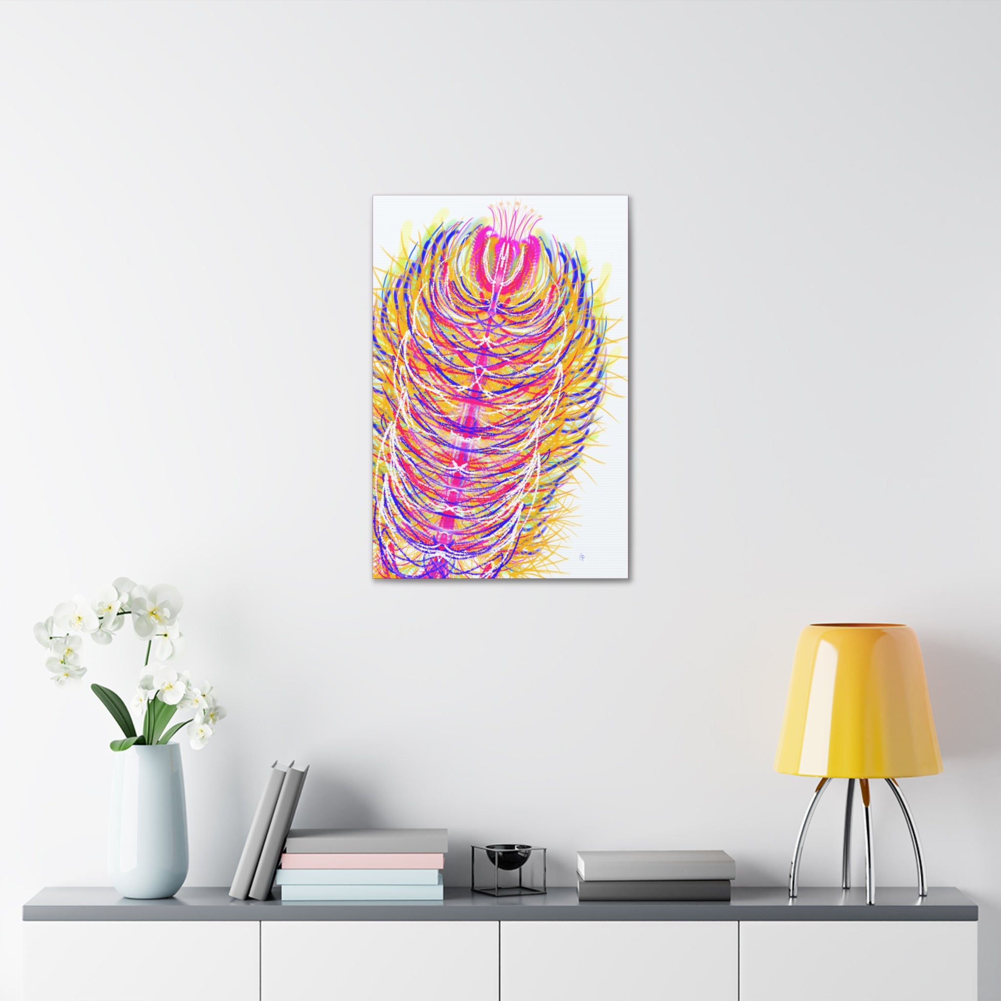 Colorful Feather Canvas Wall Art – Vibrant Abstract Plumage, Stretched 1.5"