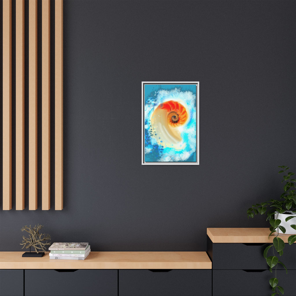 Framed Abstract Spiral Canvas Art — Vibrant Nautical Wave Print