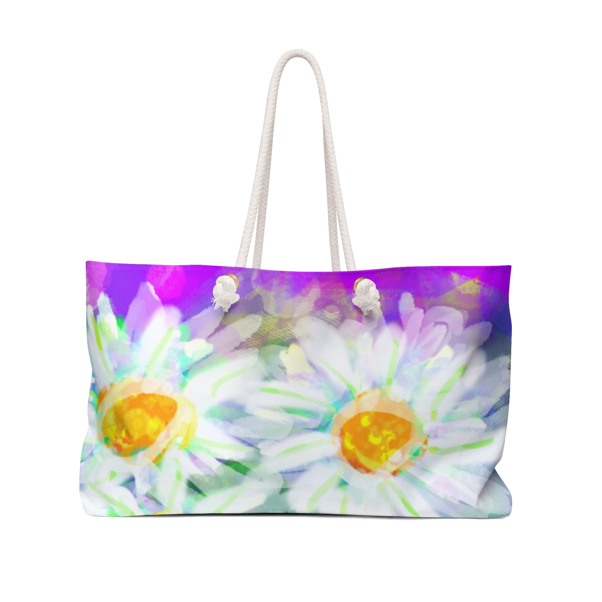 Daisy Watercolor Weekender Bag — Floral Travel Tote for Spring & Beach Getaways