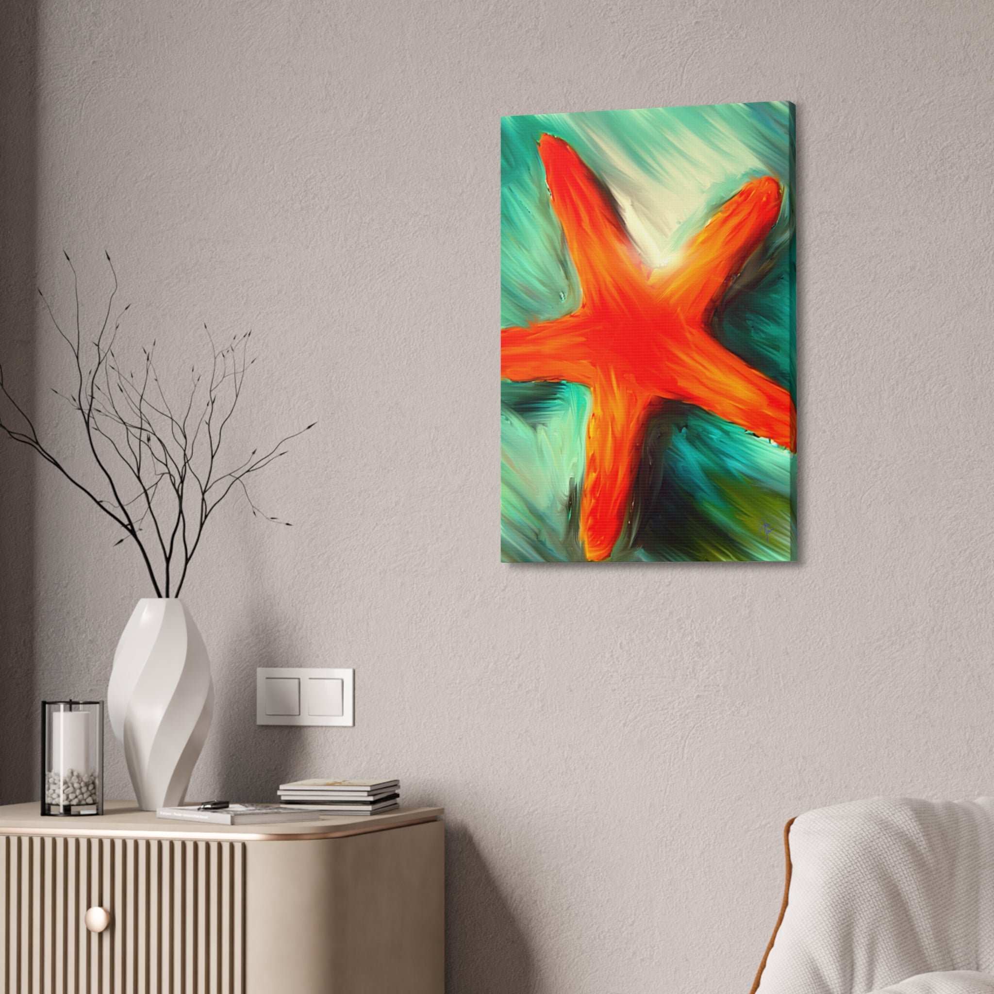Starfish Wall Art Canvas — Stretched 1.5" Coastal Beach Décor