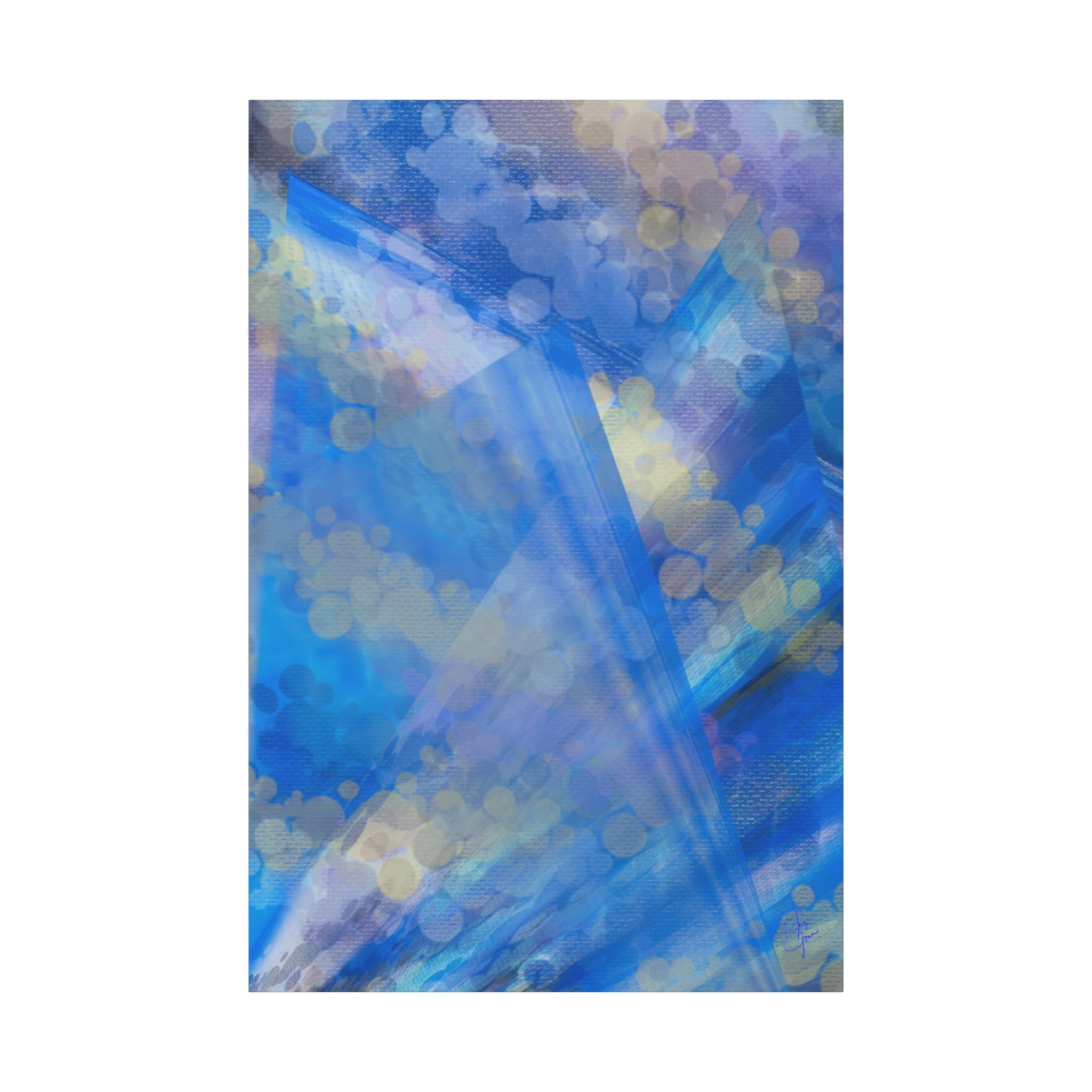 Abstract Blue Bokeh Matte Canvas Wall Art