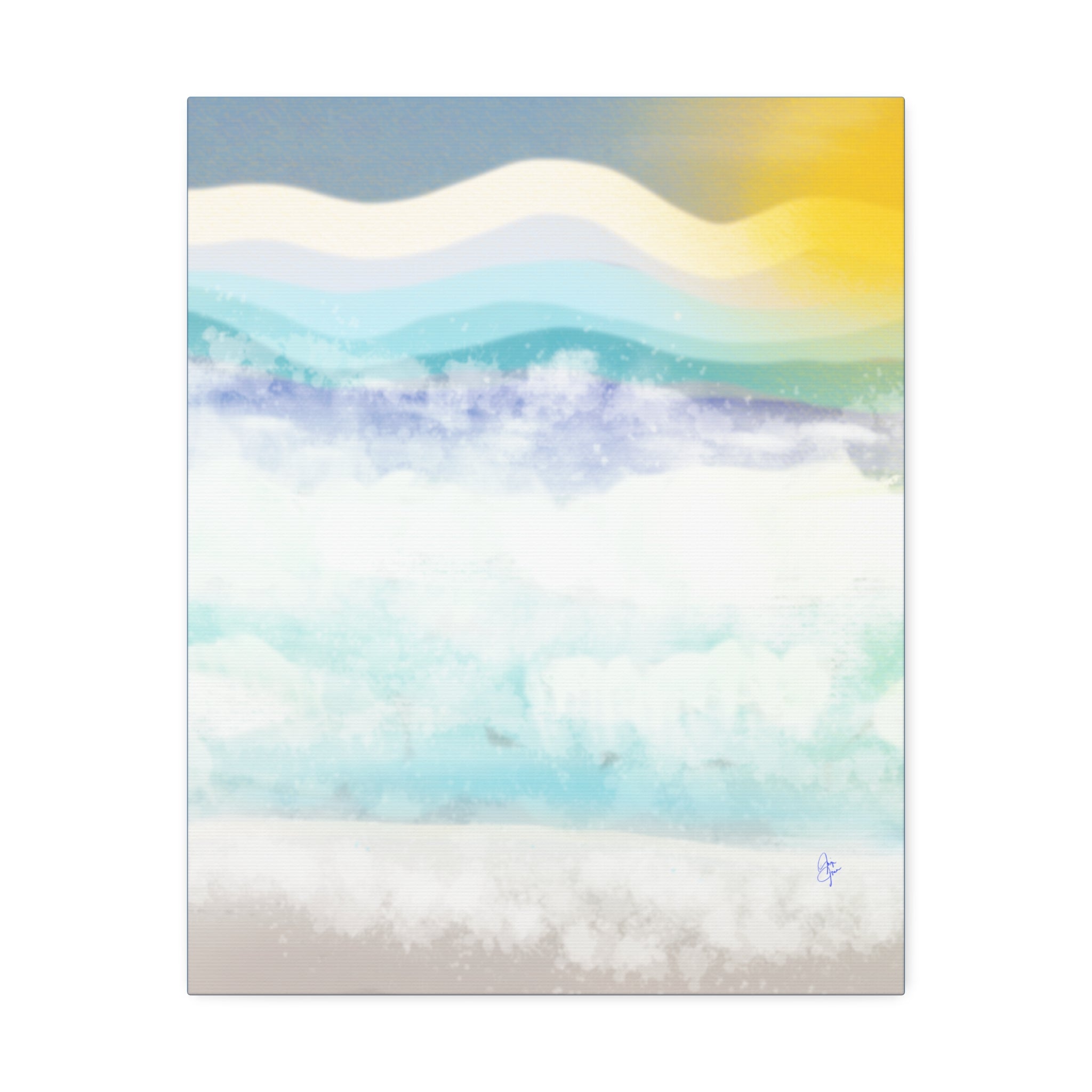 Serene Coastal Watercolor Canvas Print — Stretched 1.5"
