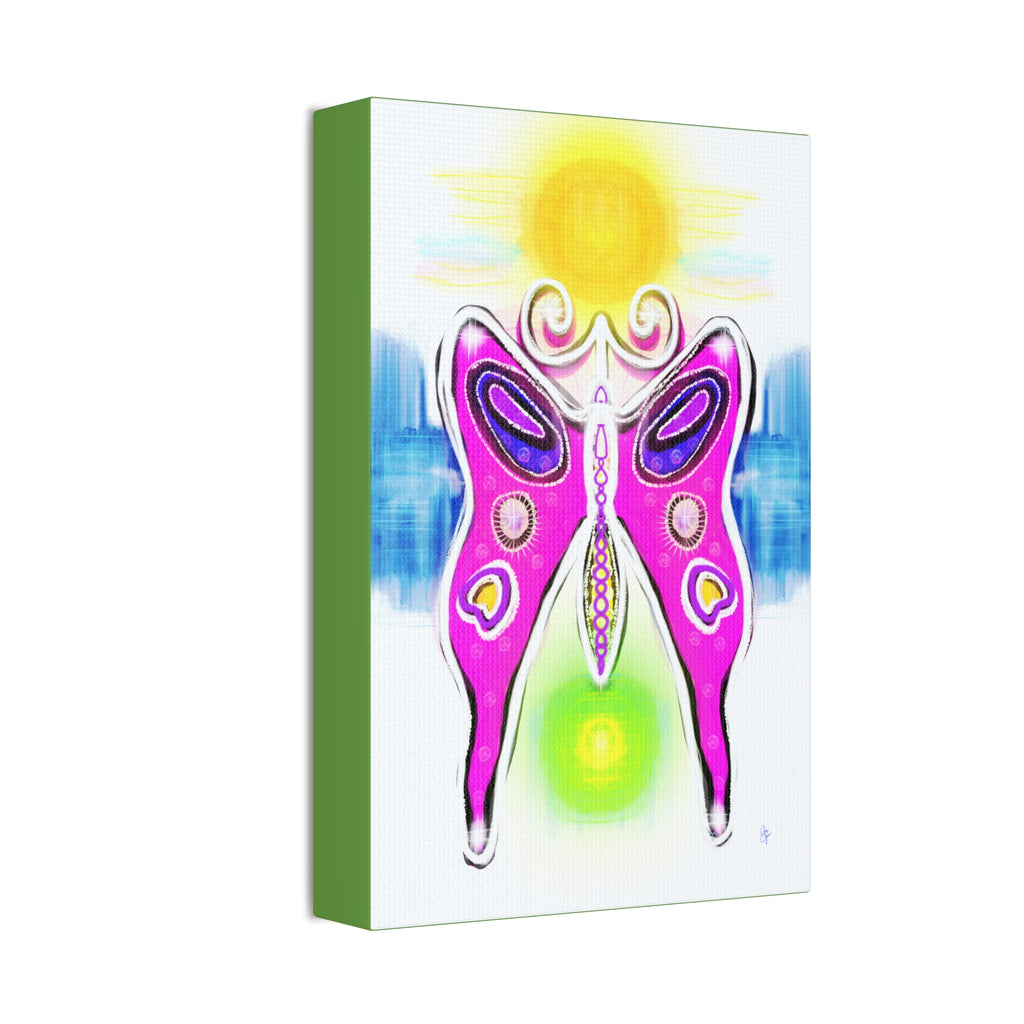 Abstract Pink Butterfly Canvas - Vibrant Stretched Wall Art