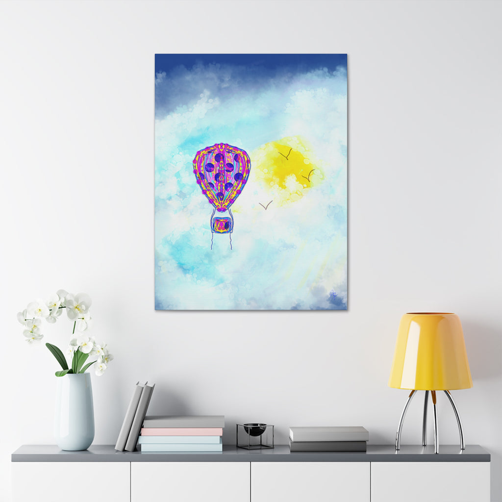 Hot Air Balloon Canvas Art – Whimsical Sunshine Nursery Wall Décor (Stretched Canvas)