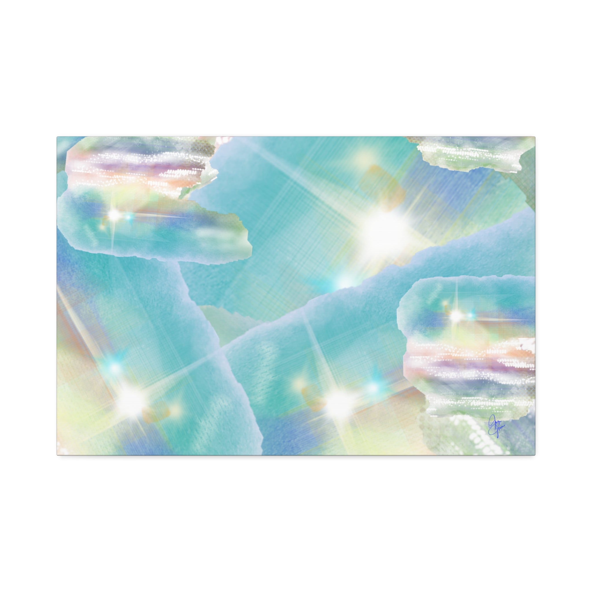 Iridescent Dreamscape Canvas Wall Art — Pastel Sea Glass Abstract